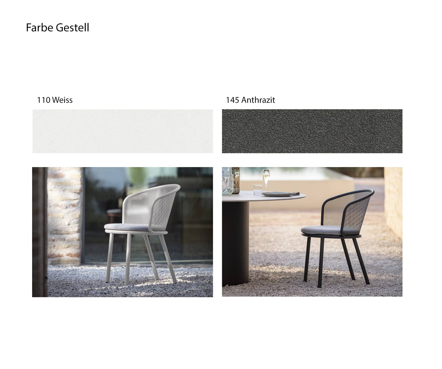 Baza Chaise à accoudoirs Bâti couleur blanc anthracite Baza Chaise à accoudoirs Bâti couleur blanc anthracite