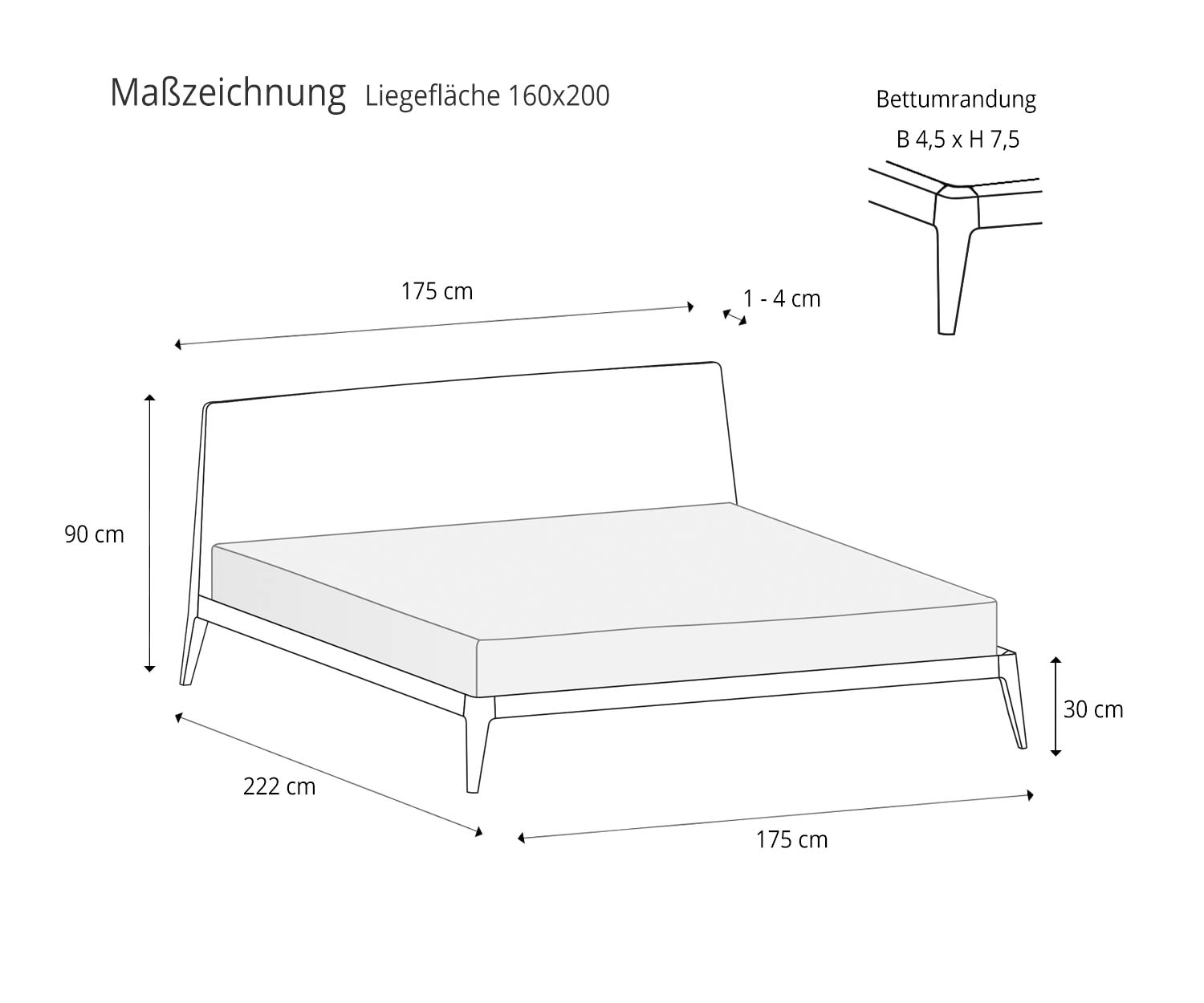 Novamobili Siri Design Lit Esquisse Dimensions Dimensions du plan de couchage 160x200 Novamobili Siri Design Lit Esquisse Dimensions Dimensions du plan de couchage 160x200