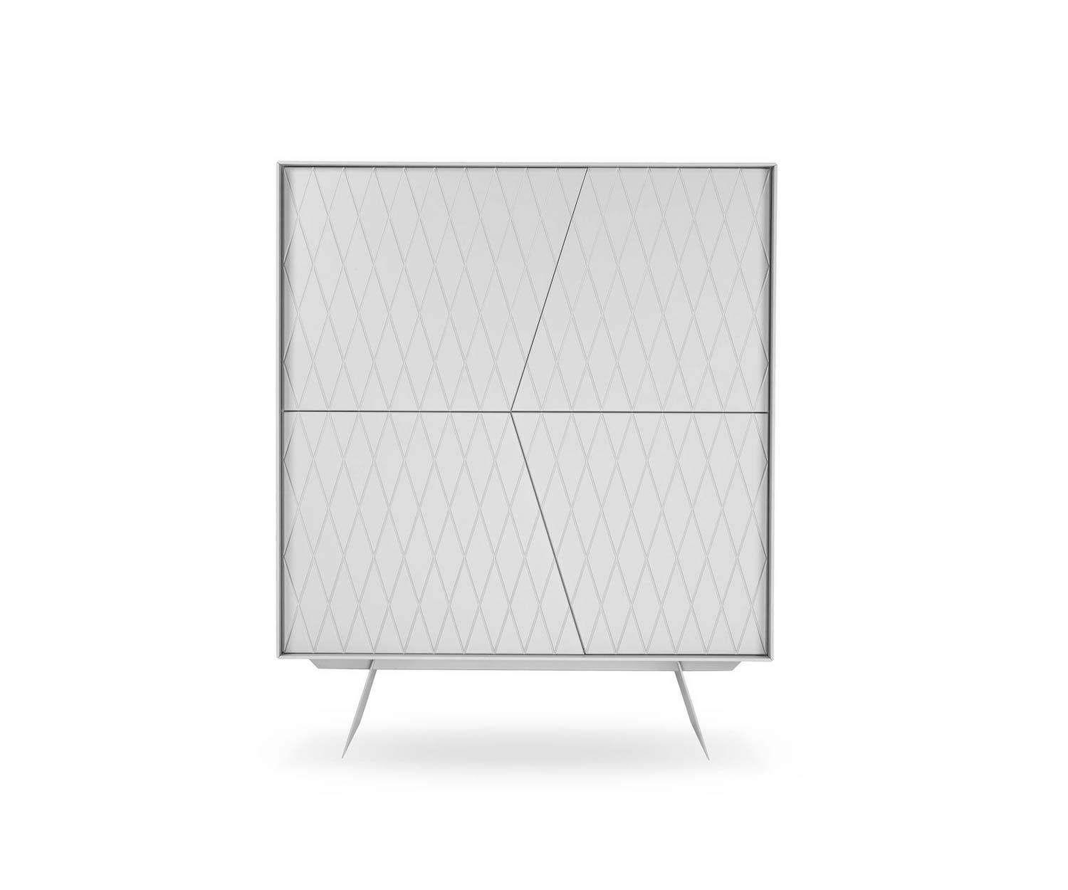 al2 Highboard design e klipse 009 en blanc mat avec des motifs en losange al2 Highboard design e klipse 009 en blanc mat avec des motifs en losange