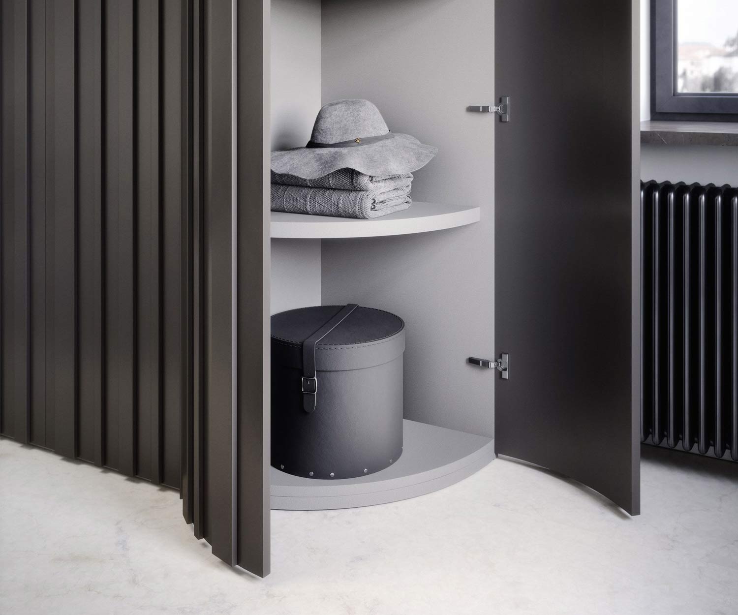 Armoire design Alfa Curvo sans coins Bois foncé Rustique Moderne Luxe Armoire design Alfa Curvo sans coins Bois foncé Rustique Moderne Luxe