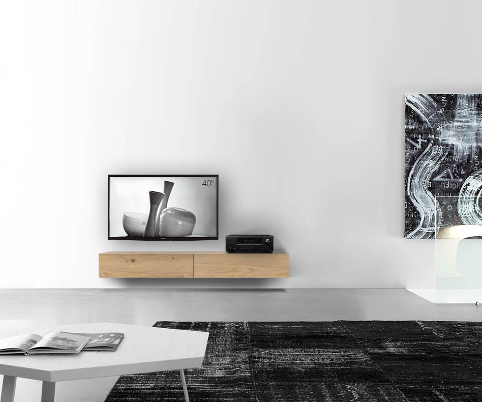 Livitalia Bois Design Lowboard Configurateur mural 180 cm 24 cm 56 cm Chêne clair Livitalia Bois Design Lowboard Configurateur mural 180 cm 24 cm 56 cm Chêne clair