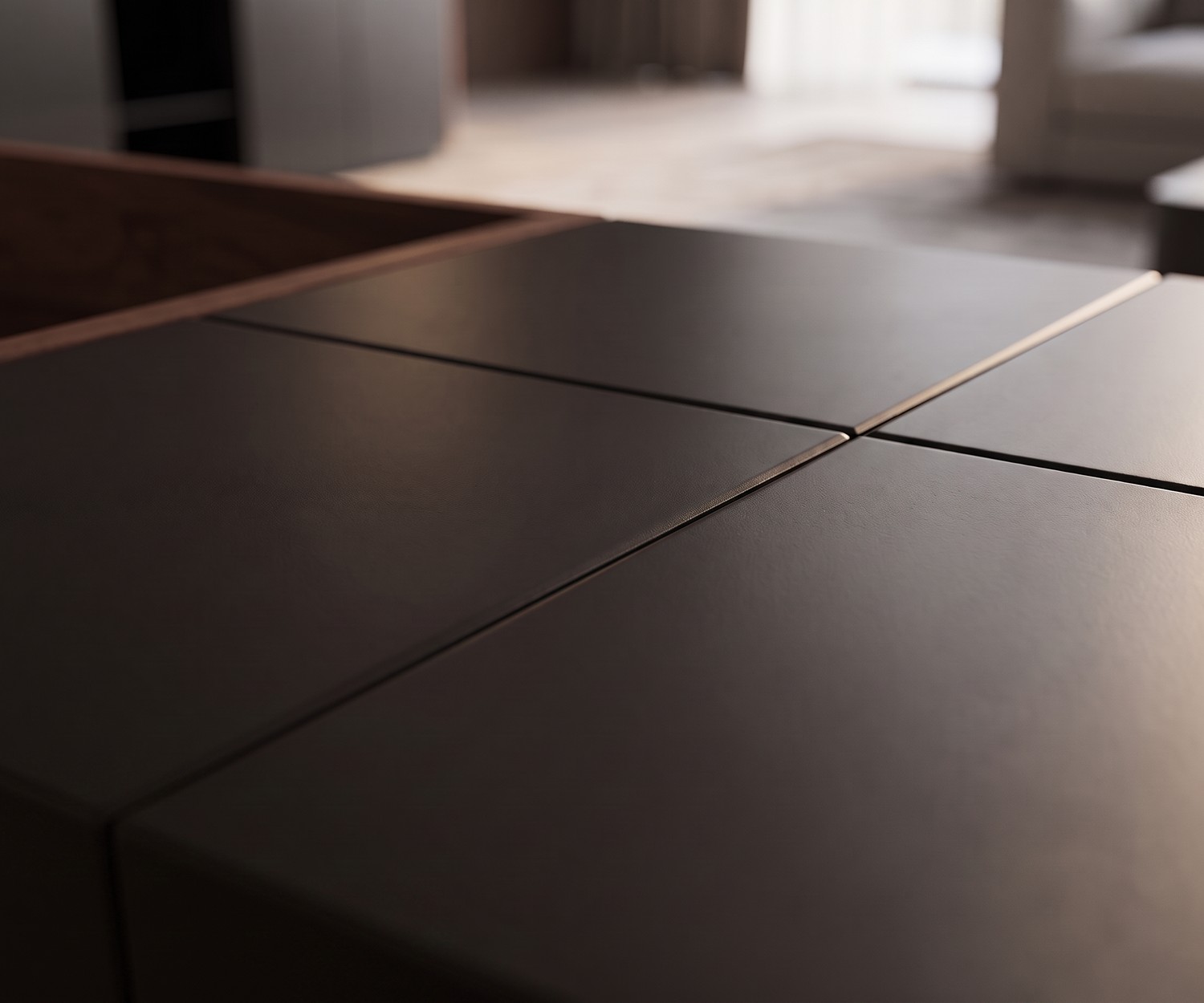 Buffet al2 MOS-I-KO 003 A avec finition mate Buffet MOS-I-KO 003 A de al2 pour le salon, avec une finition laquée mate foncée au style rétro moderne.