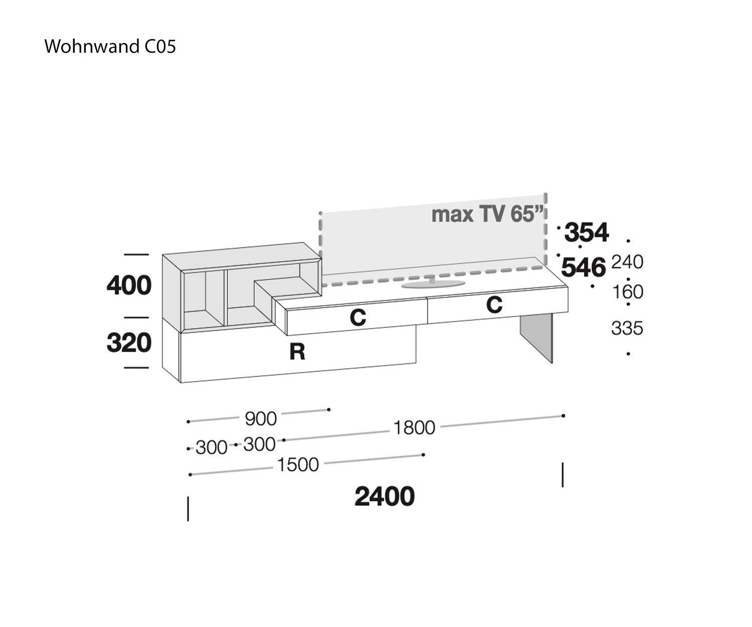 Livitalia Meuble-paroi C05 Esquisse Dimensions Dimensions Livitalia Meuble-paroi C05 Esquisse Dimensions Dimensions
