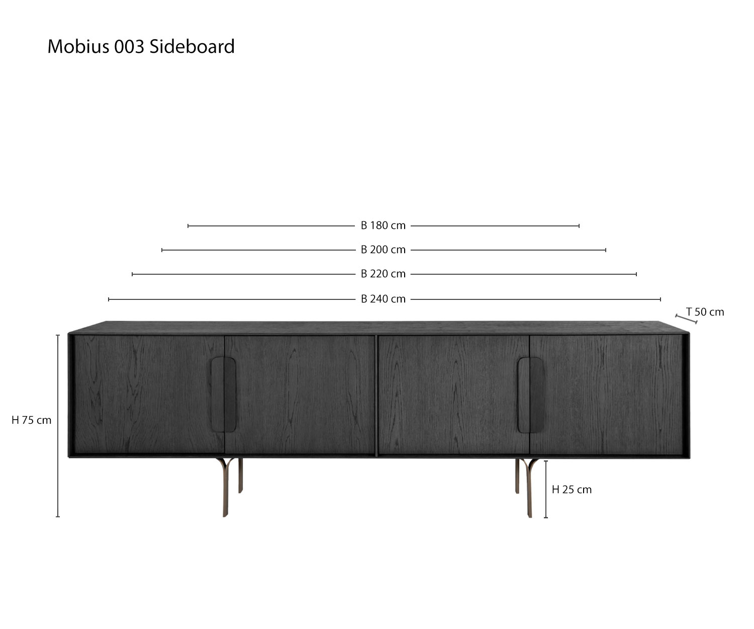 Designer Sideboard Mobius 003 de al2 Esquisse Mesures Tailles Indication des tailles