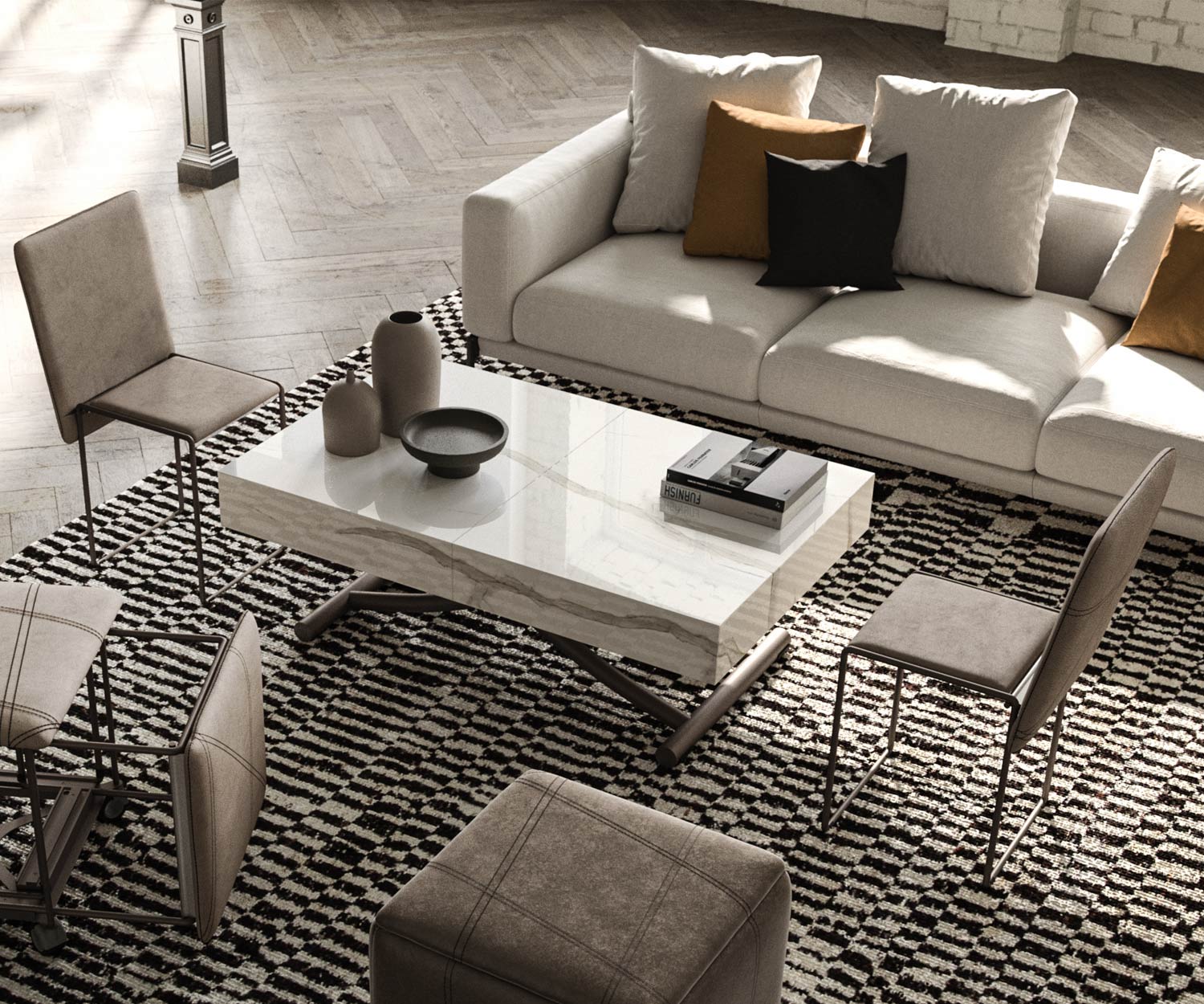 Ozzio_Planet_Design Table basse T115 réglable en hauteur et extensible Ozzio_Planet_Design Table basse T115 réglable en hauteur et extensible