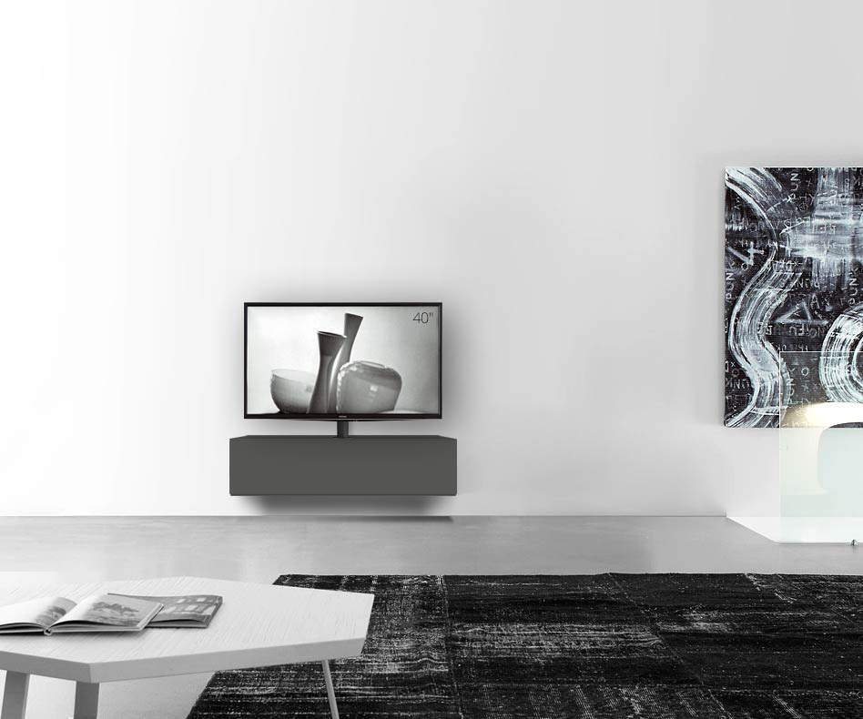 Design Lowboard Configurator avec support TV mural Largeur 120 32 54,6 avec gris foncé mat Design Lowboard Configurator avec support TV mural Largeur 120 32 54,6 avec gris foncé mat