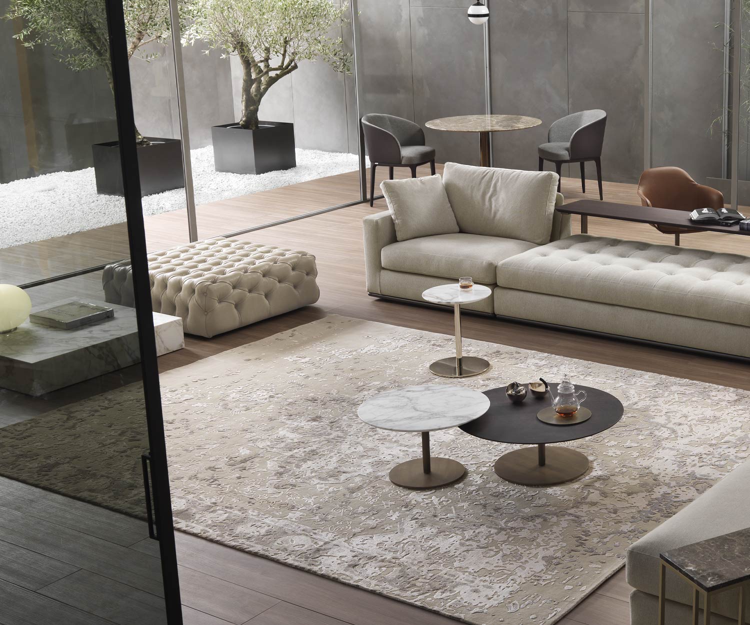 Confortable Marelli Pouf Matisse avec tables basses dans Ensemble de salon avec canapé Confortable Marelli Pouf Matisse avec tables basses dans Ensemble de salon avec canapé