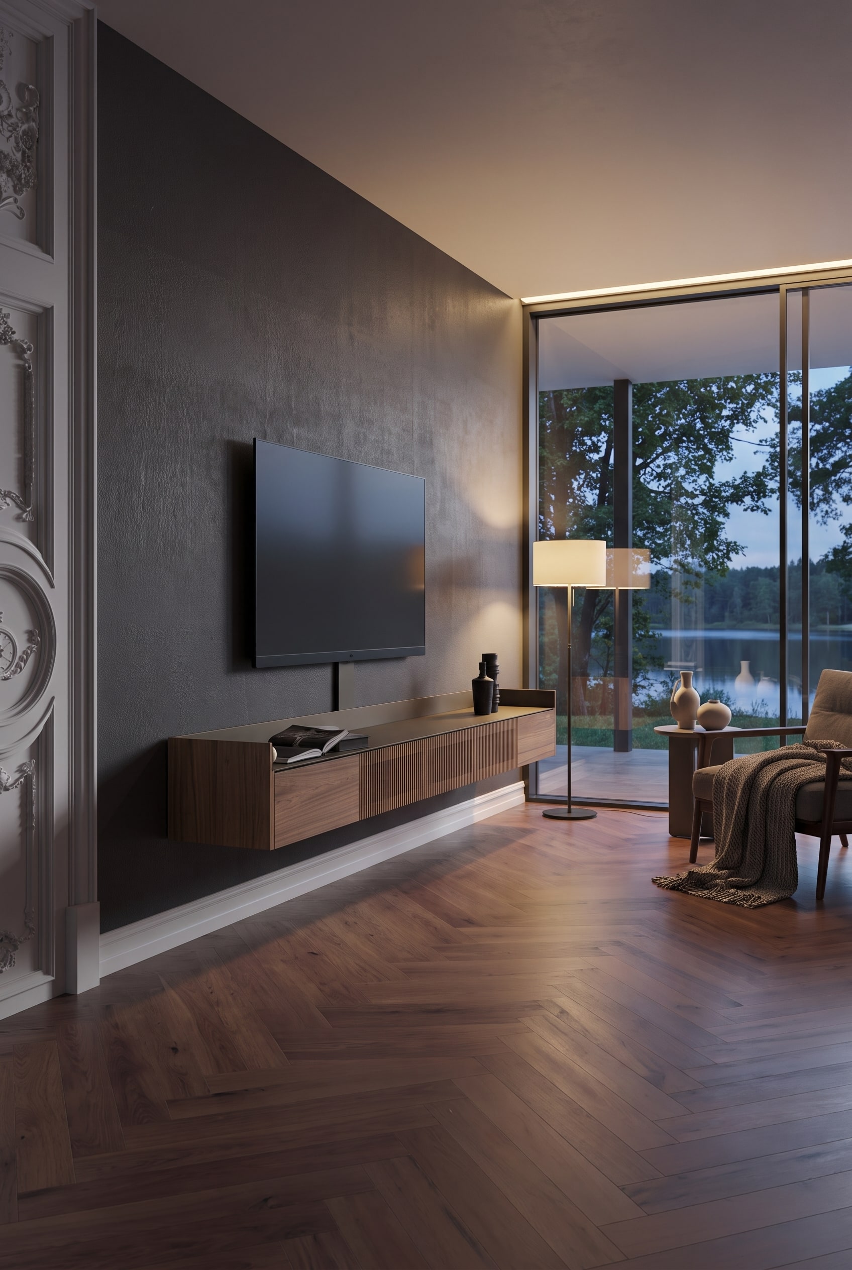 5 L&ouml;sungen, Kabel am TV-M&ouml;bel im Wohnzimmer zu verstecken &mdash; L&ouml;sung 1: Der Kabelkanal auf der Wand &ndash; Eine sichtbare, aber schnelle Erstma&szlig;nahme f&uuml;r das TV Kabel