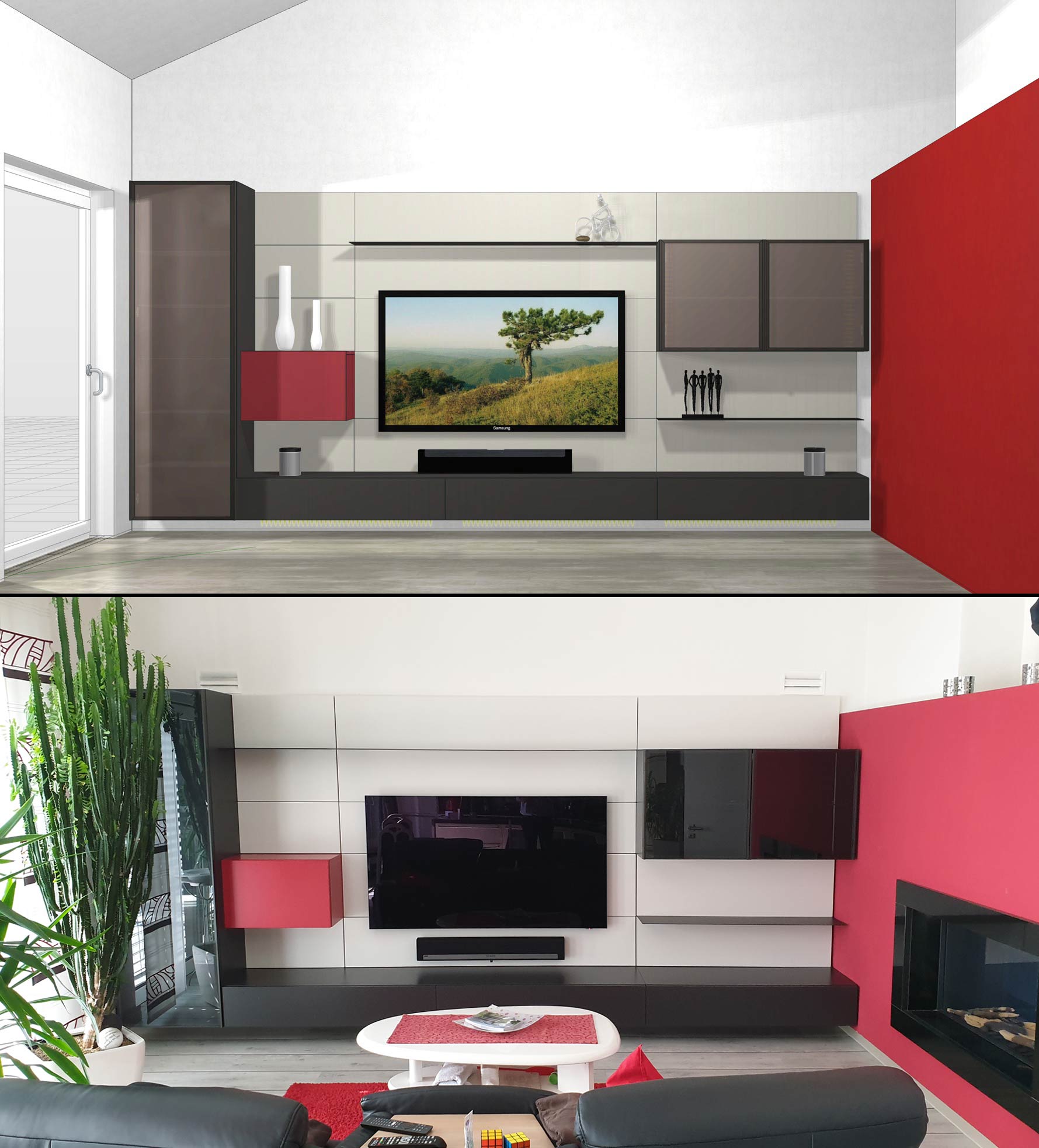 Meuble-paroi flottant avec panneau TV Meuble-paroi flottant avec panneau TV