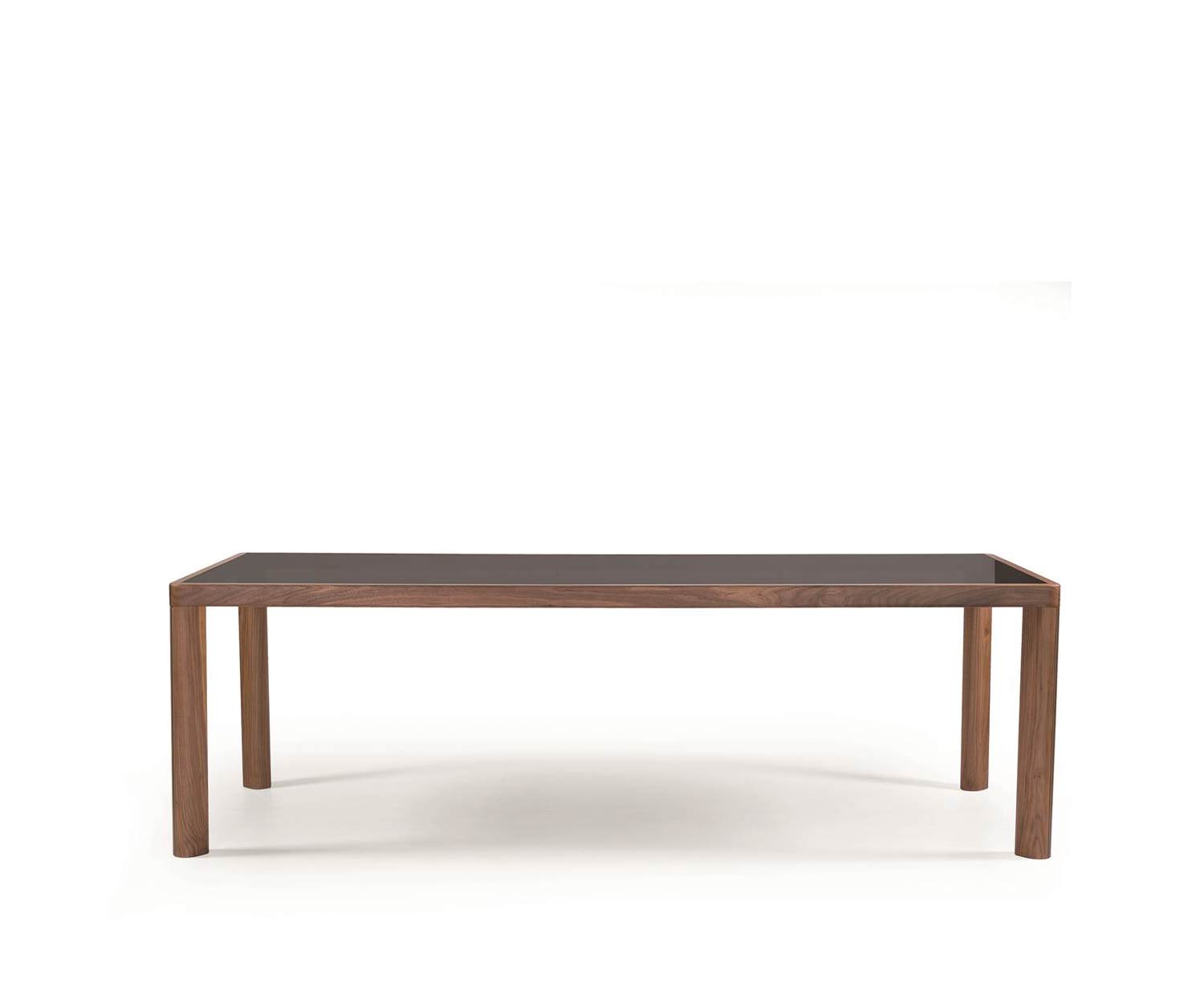 al2 ka bera 001 b Table de salle à manger design plateau en verre avec pieds en noyer massif al2 ka bera 001 b Table de salle à manger design plateau en verre avec pieds en noyer massif