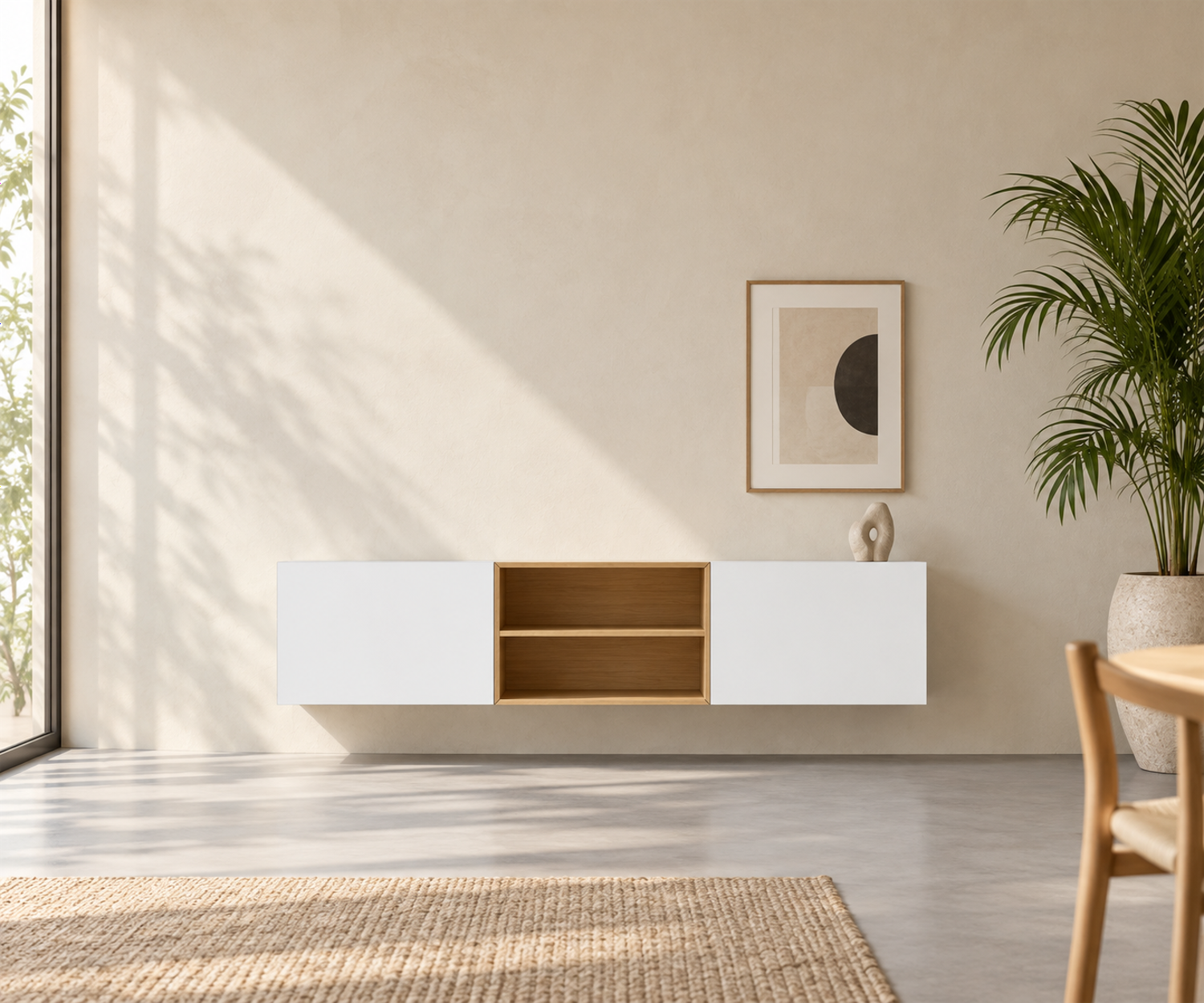 Livitalia Box 18 Buffet suspendu 180 cm – Blanc mat + Chêne clair Livitalia Box 18 Buffet suspendu 180 cm – Blanc mat + Chêne clair