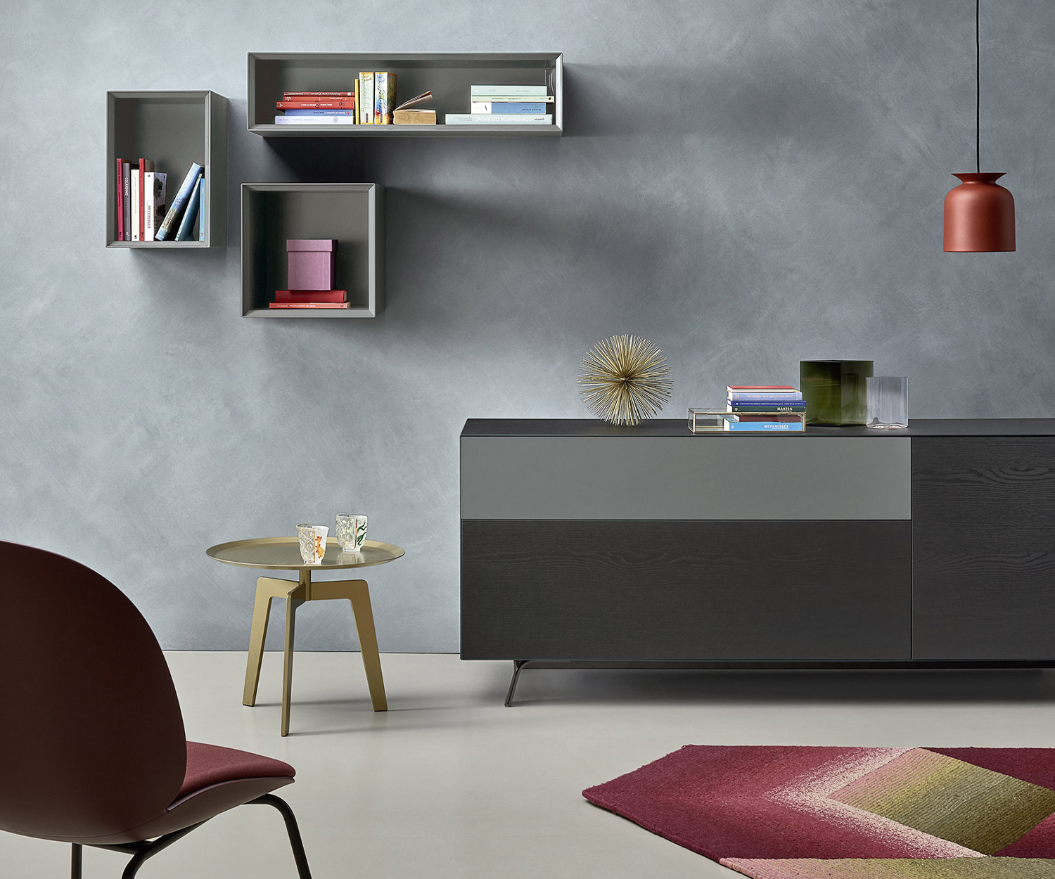 Haute qualité Livitalia Armoire suspendue Minimal fermée et ouverte sur salon Design Lowboard Haute qualité Livitalia Armoire suspendue Minimal fermée et ouverte sur salon Design Lowboard