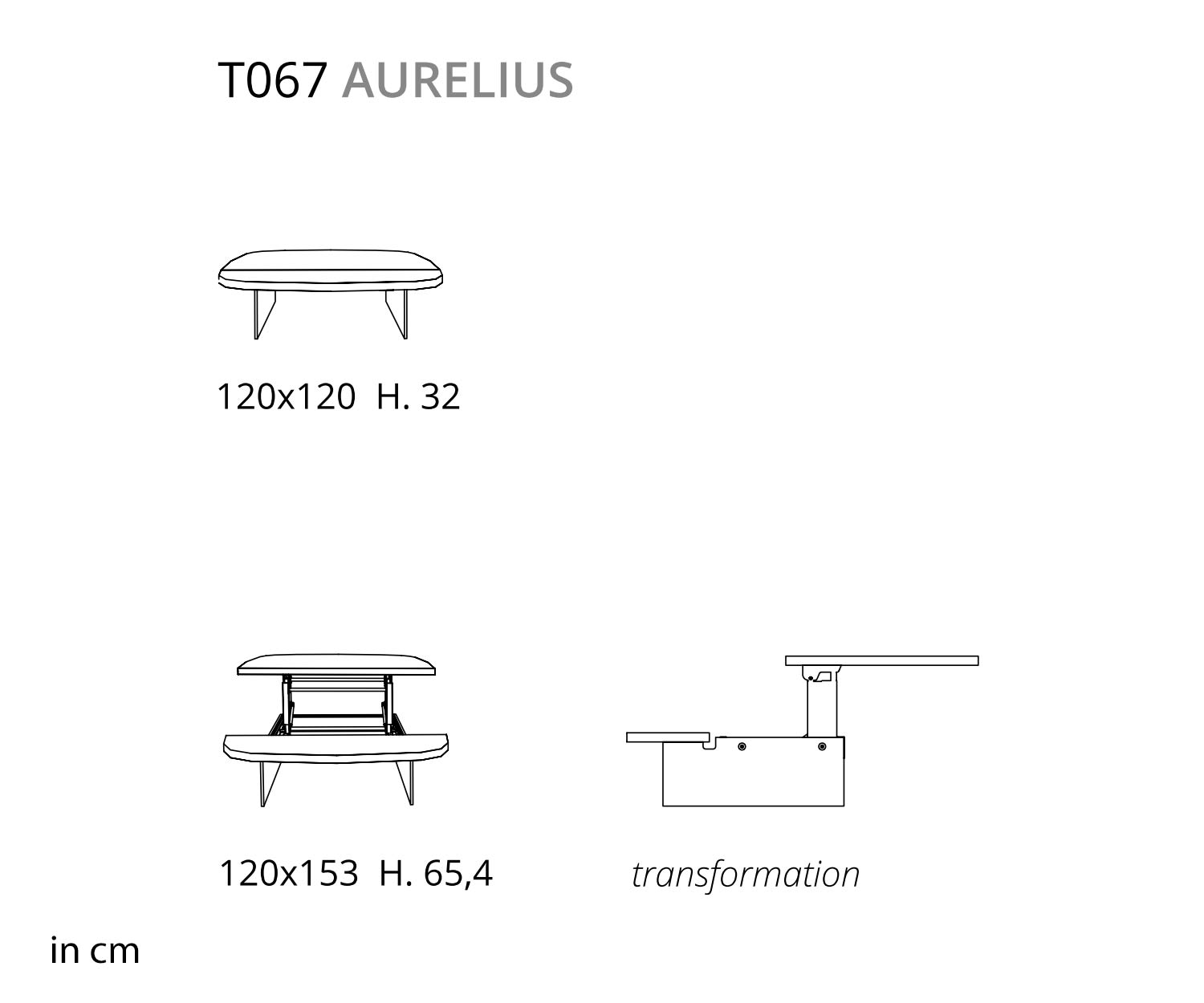 Ozzio Aurelius T067 Table basse en verre et bois Réglable en hauteur