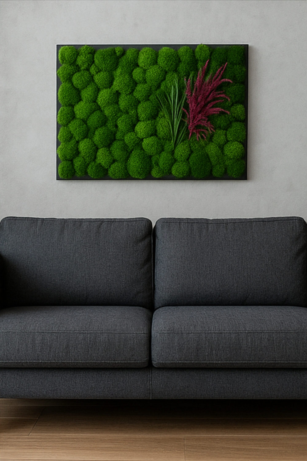 mur de mousse sur le mur du salon