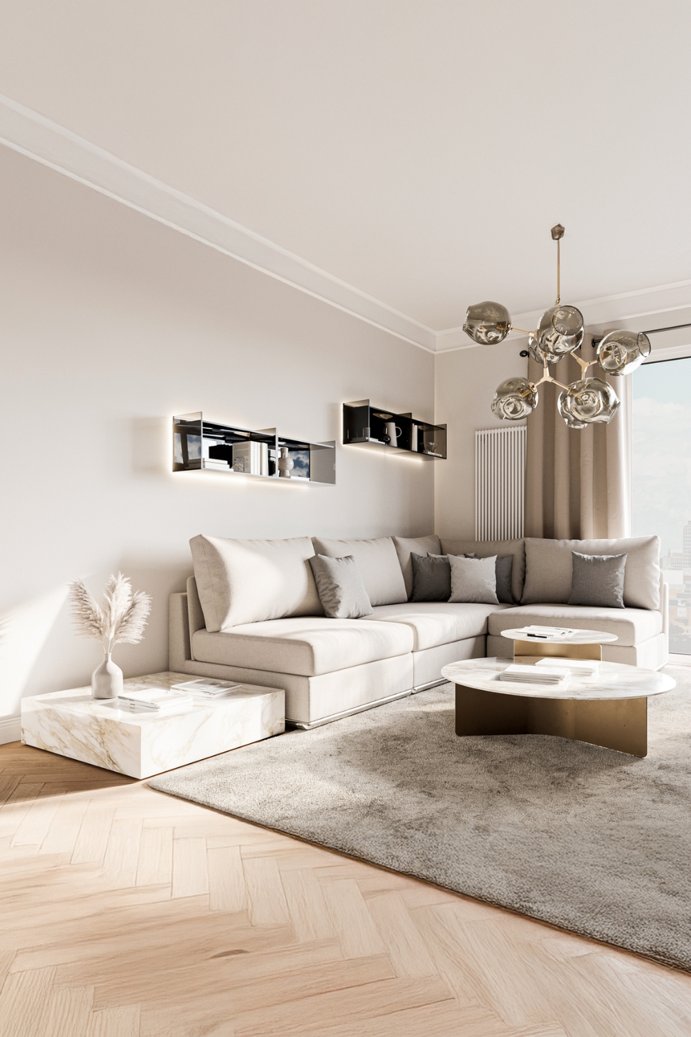 Canapé d'angle avec coussins décoratifs
