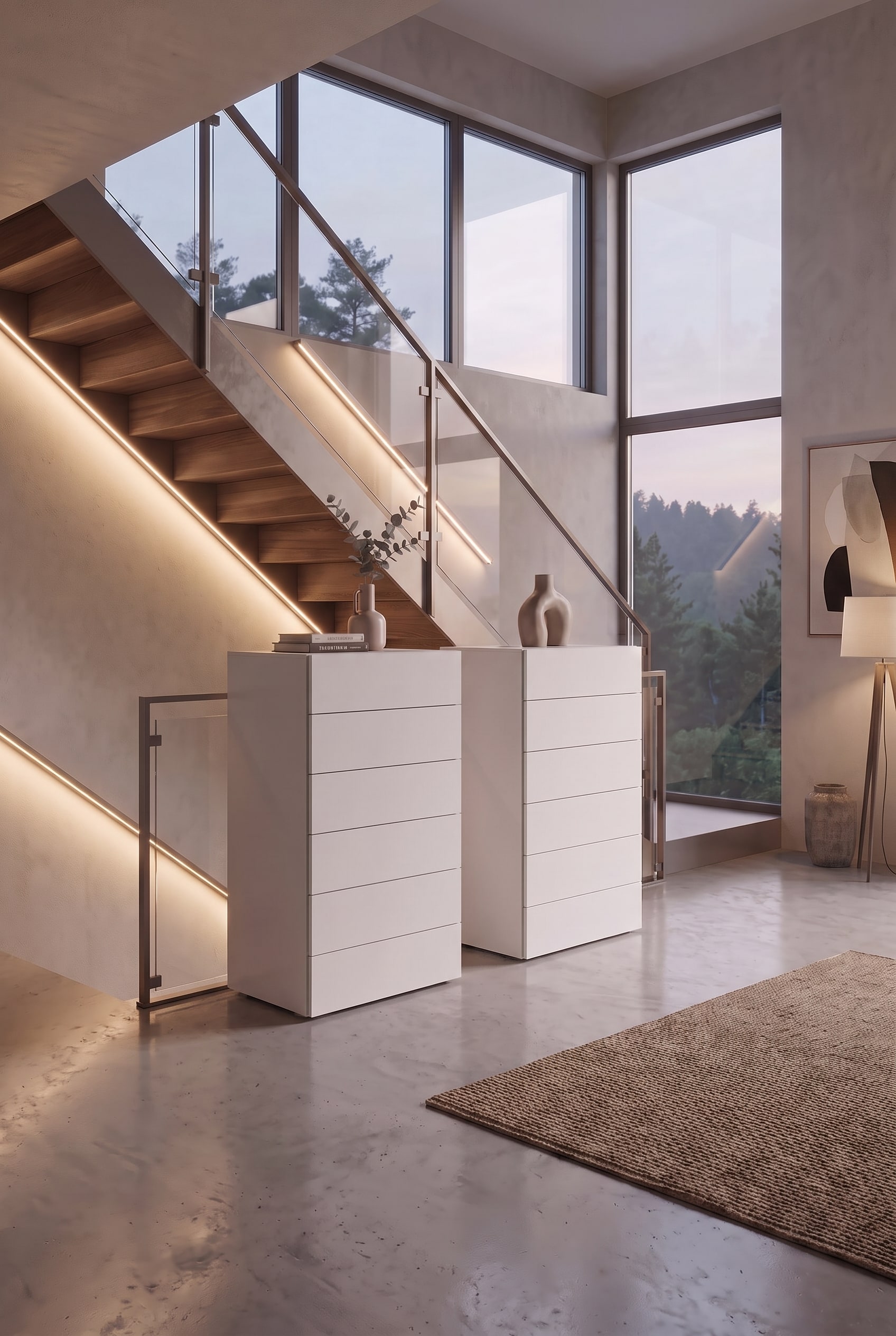 Moderne Design Hochkommode im Treppenhaus