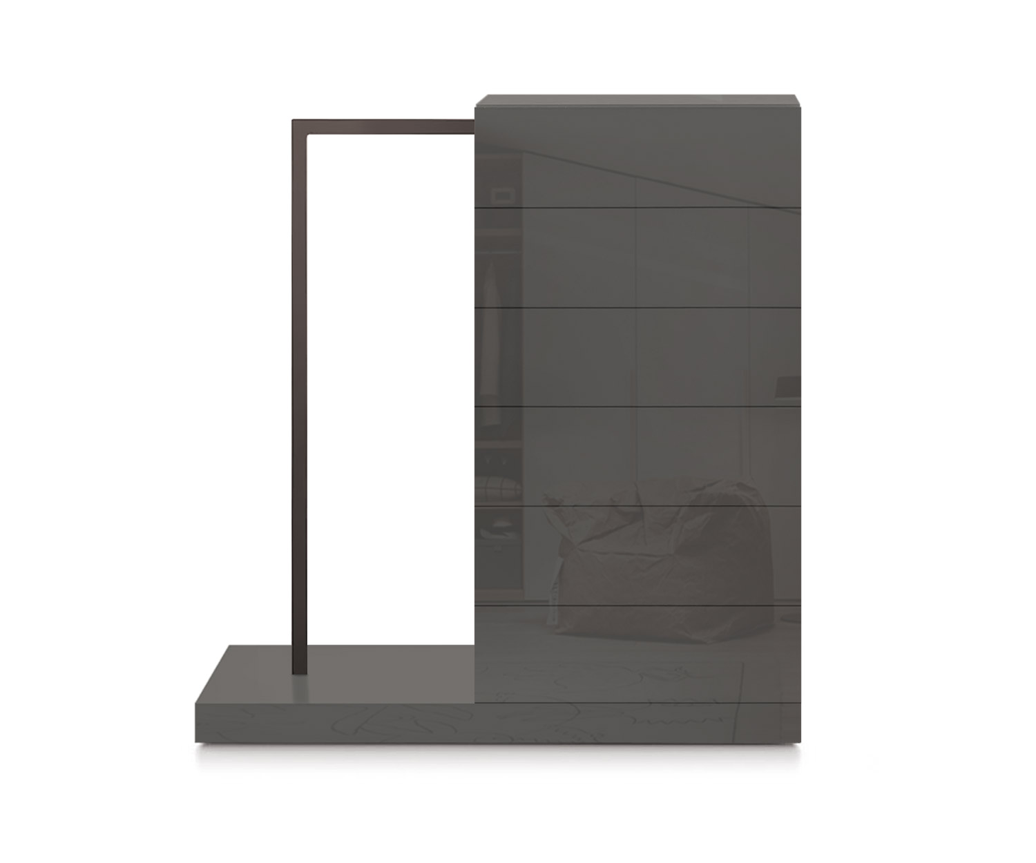 Novamobili Commode haute Easy6 + penderie à gauche L54cm brillant quarz410 Novamobili Commode haute Easy6 + penderie à gauche L54cm brillant quarz410