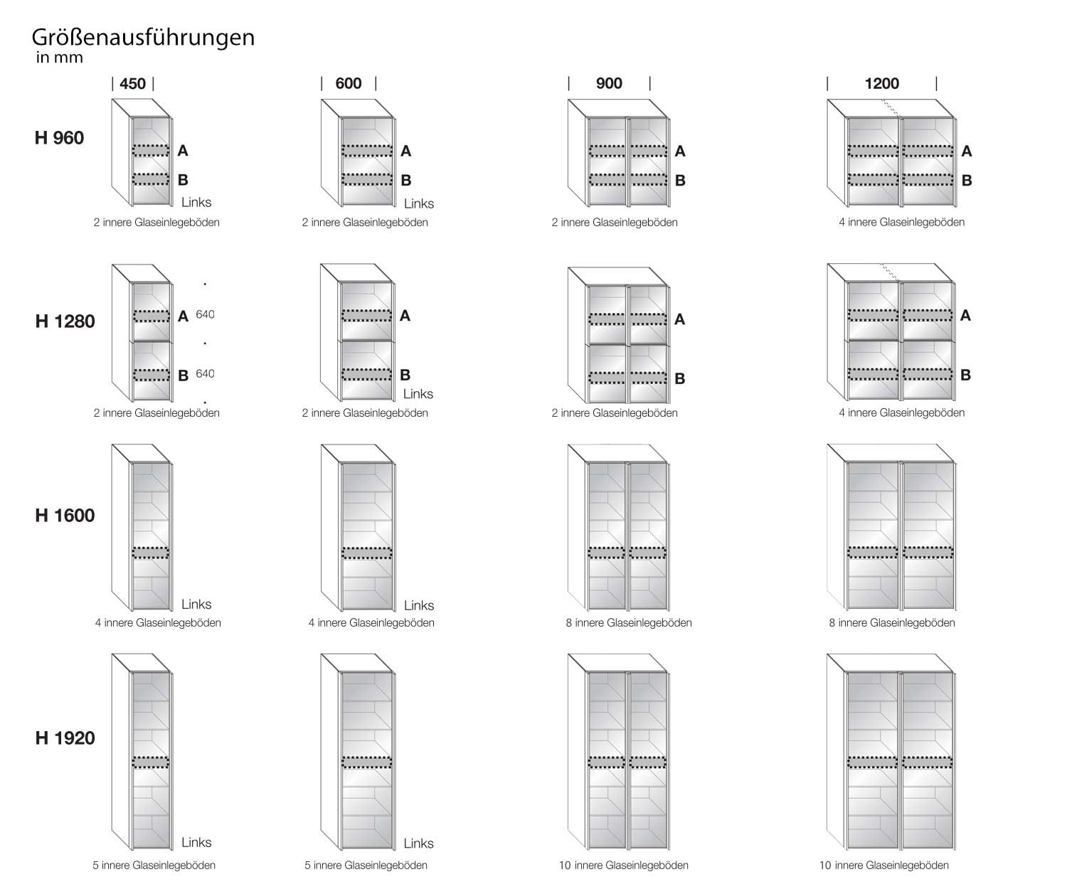 Livitalia Scrigno Design Vitrine en verre Modèles de tailles Esquisse Dimensions Dimensions Livitalia Scrigno Design Vitrine en verre Modèles de tailles Esquisse Dimensions Dimensions
