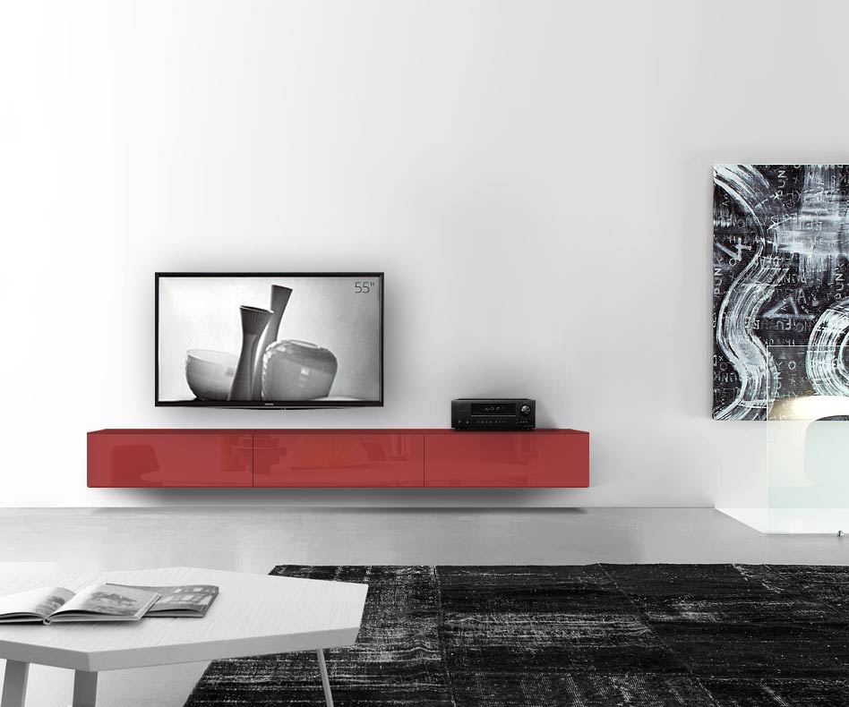 /Design Lowboard mur B270 H33 5 rouge brillant /Design Lowboard mur B270 H33 5 rouge brillant