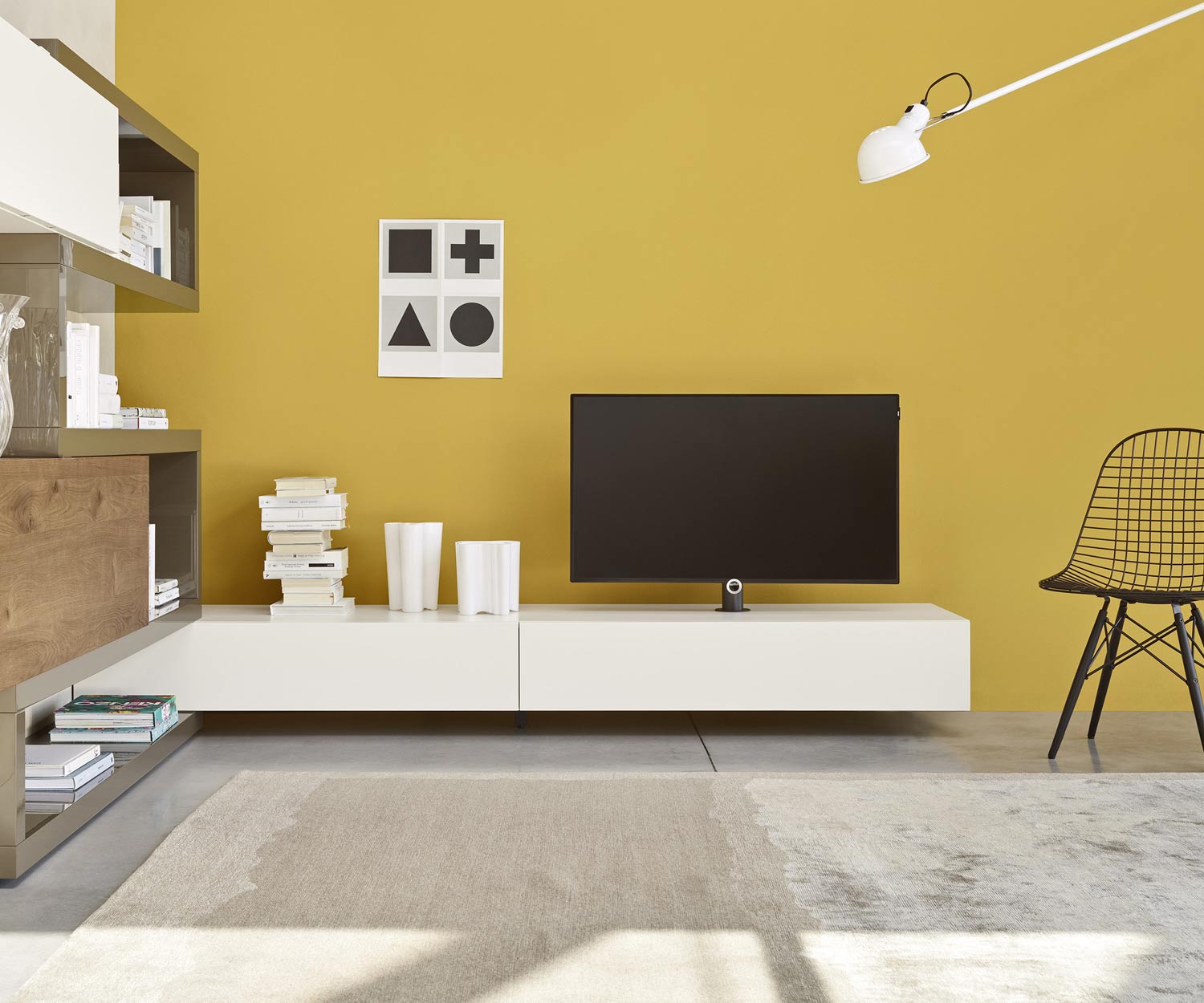 Moderne Livitalia Design Vesa Design Lowboard en blanc Meuble TV avec support TV Moderne Livitalia Design Vesa Design Lowboard en blanc Meuble TV avec support TV