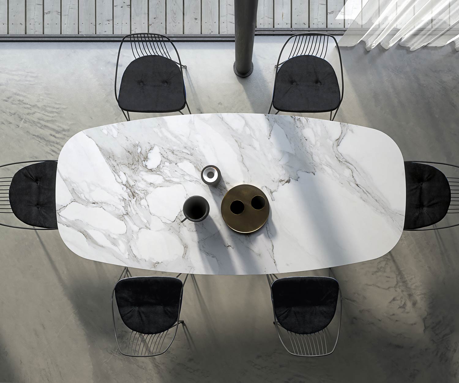 Table de salle à manger design de haute qualité Plateau de table Calacatta Verre Céramique du haut Table de salle à manger design de haute qualité Plateau de table Calacatta Verre Céramique du haut