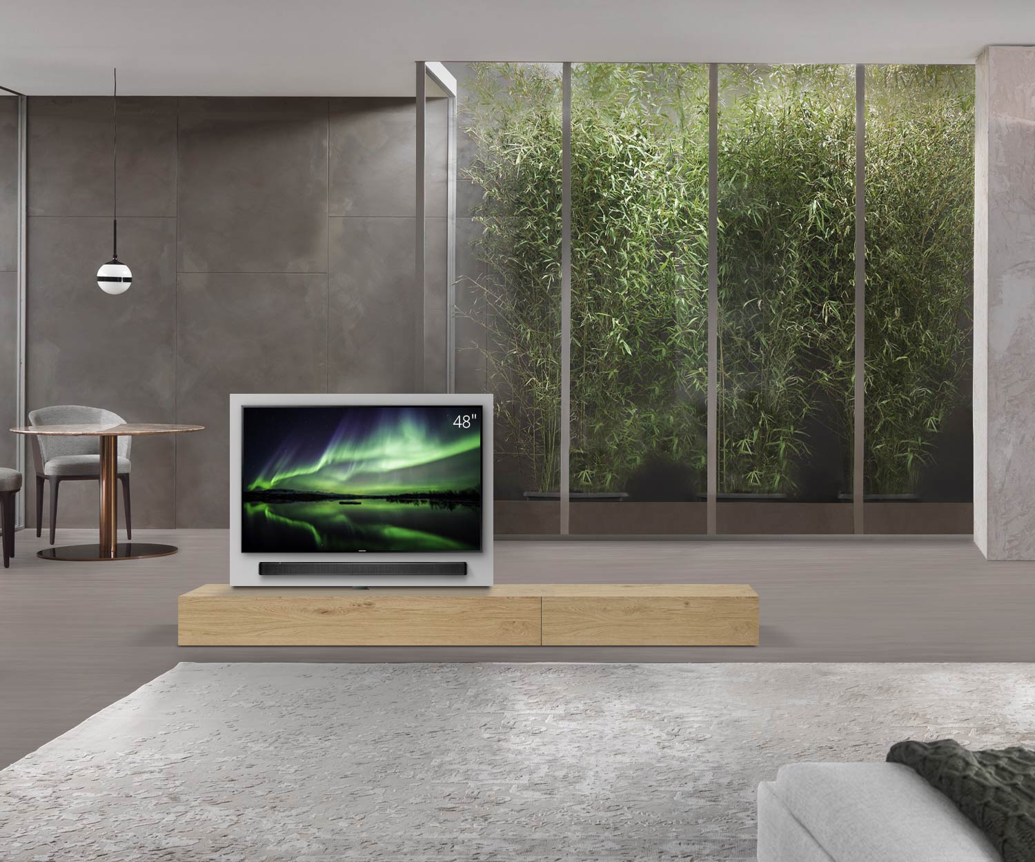 Livitalia Roto Design Lowboard Séparation de pièce avec panneau TV pivotant L150 50 H25 P56 EiHe B90re oBox Livitalia Roto Design Lowboard Séparation de pièce avec panneau TV pivotant L150 50 H25 P56 EiHe B90re oBox