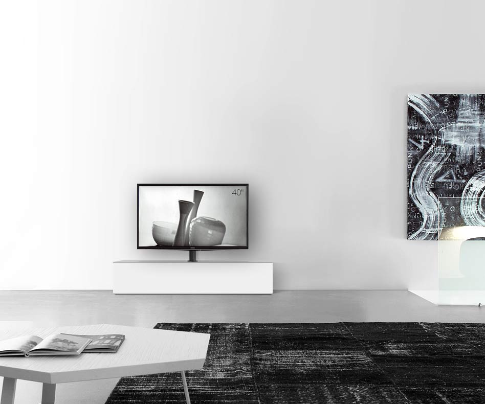 Table basse design Configurateur avec support TV au sol Largeur 150 33,5 54,6 blanc mat Table basse design Configurateur avec support TV au sol Largeur 150 33,5 54,6 blanc mat