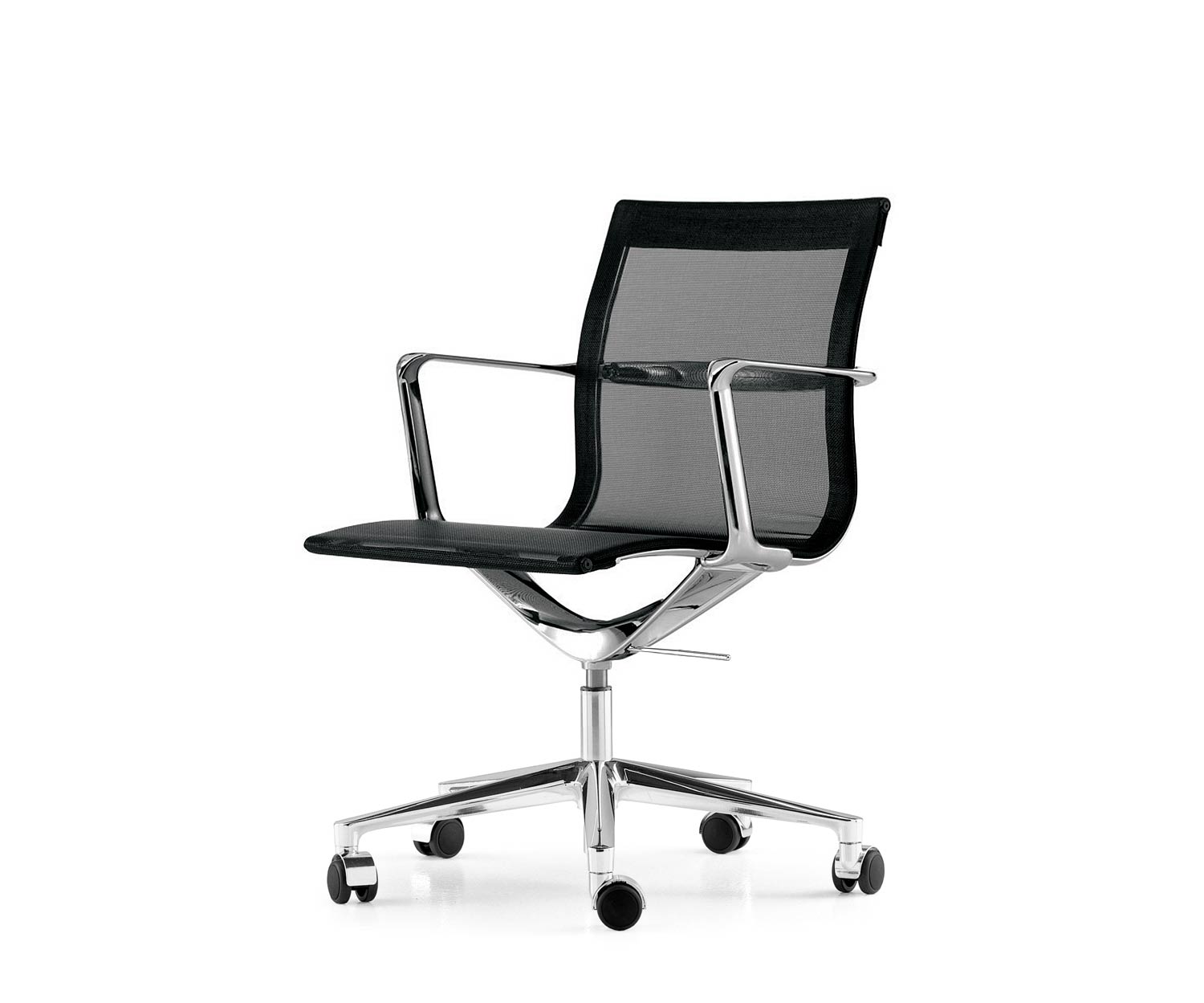 ICF Una Chair Managment Chaise de bureau Design Chaise pivotante 5 bras avec roulettes H42 cm avec Mesh Elastic Mesh Noir 01