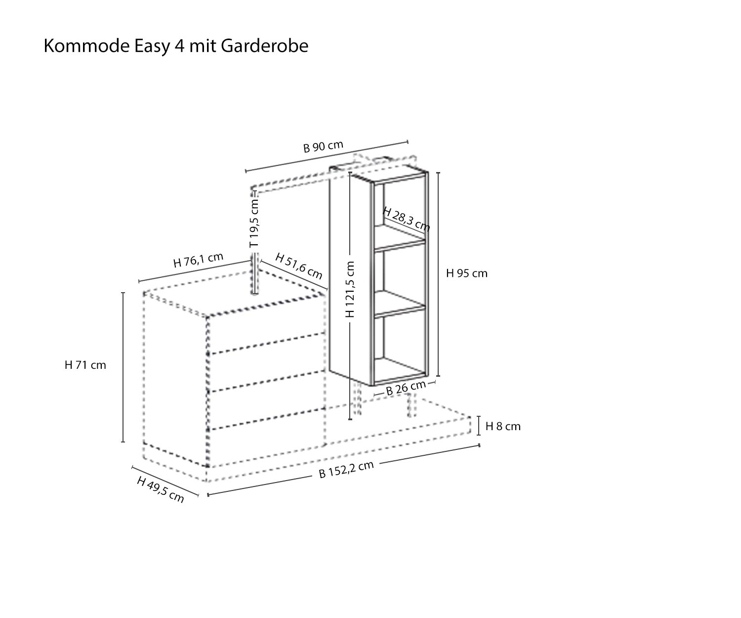 Easy 4 avec penderie de Novamobili Esquisse Dimensions Dimensions Easy 4 avec penderie de Novamobili Esquisse Dimensions Dimensions