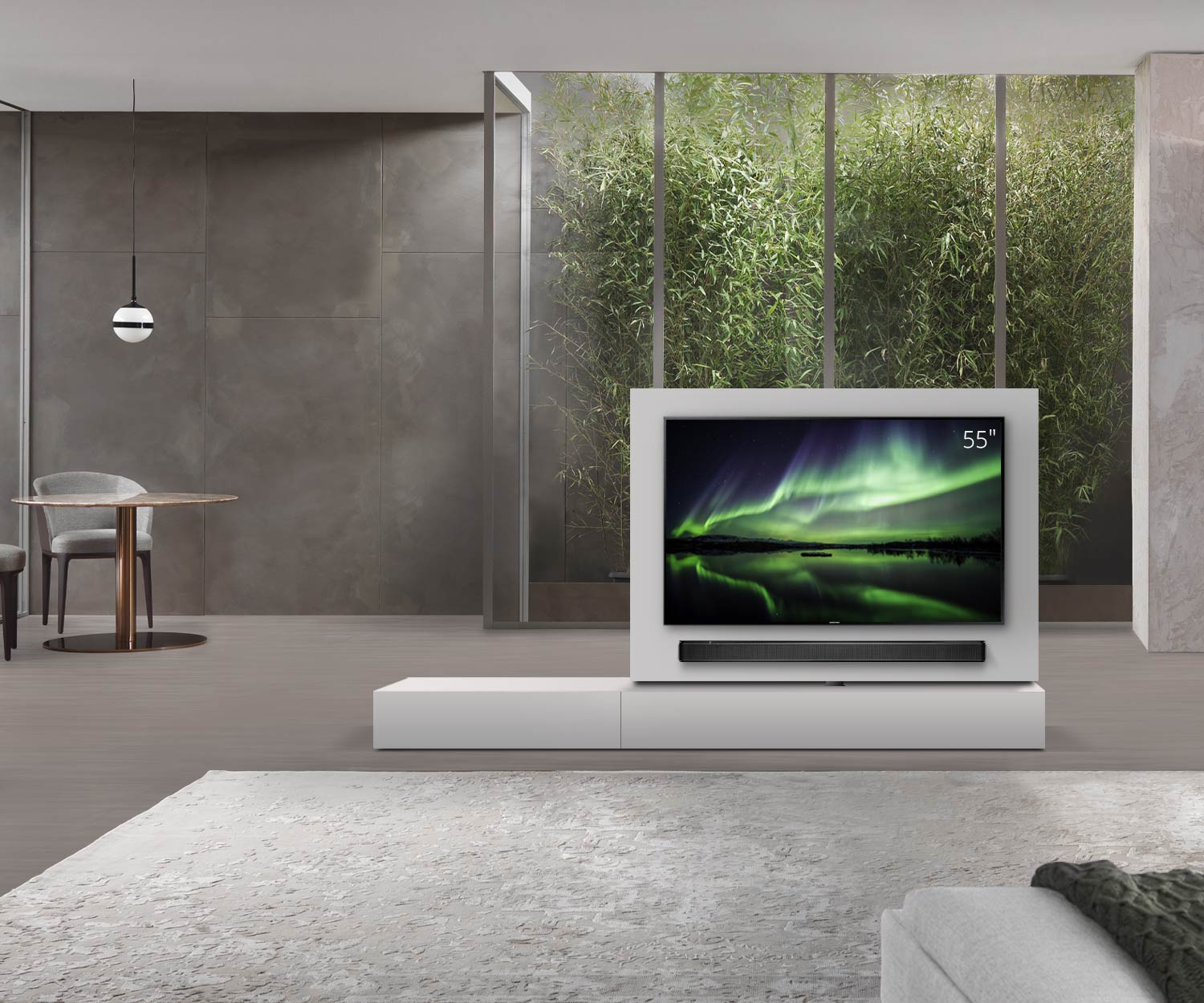 Livitalia Roto Design Lowboard Séparation de pièce avec panneau TV pivotant L150 65 H25 P47 ArticoM B90li oBox