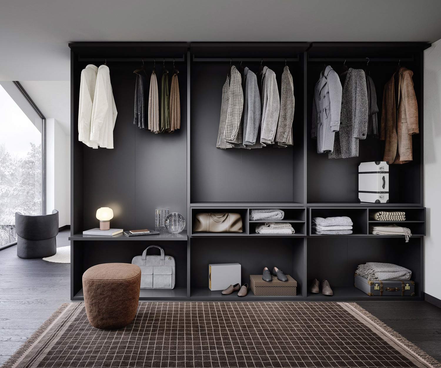 Dressing-room design gris foncé mat Novamobili Benn