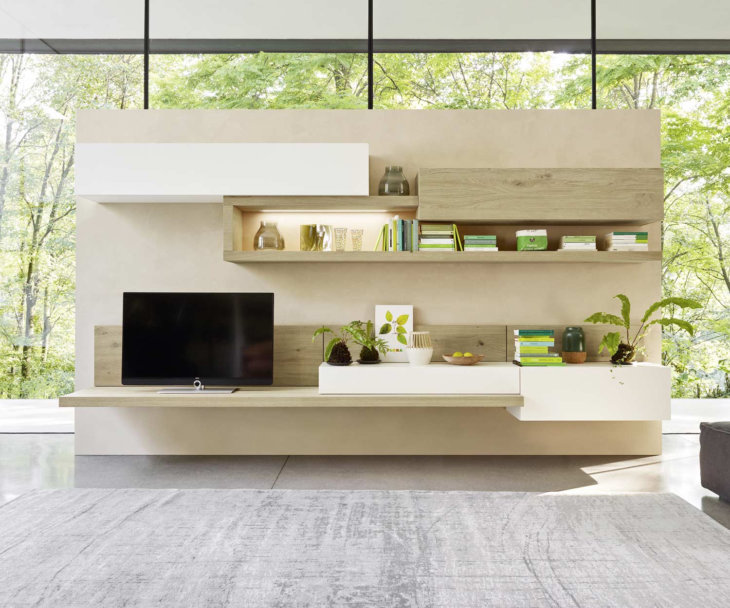 Livitalia Tableau mural design pour mur de salon en chêne plaqué bois Livitalia Tableau mural design pour mur de salon en chêne plaqué bois