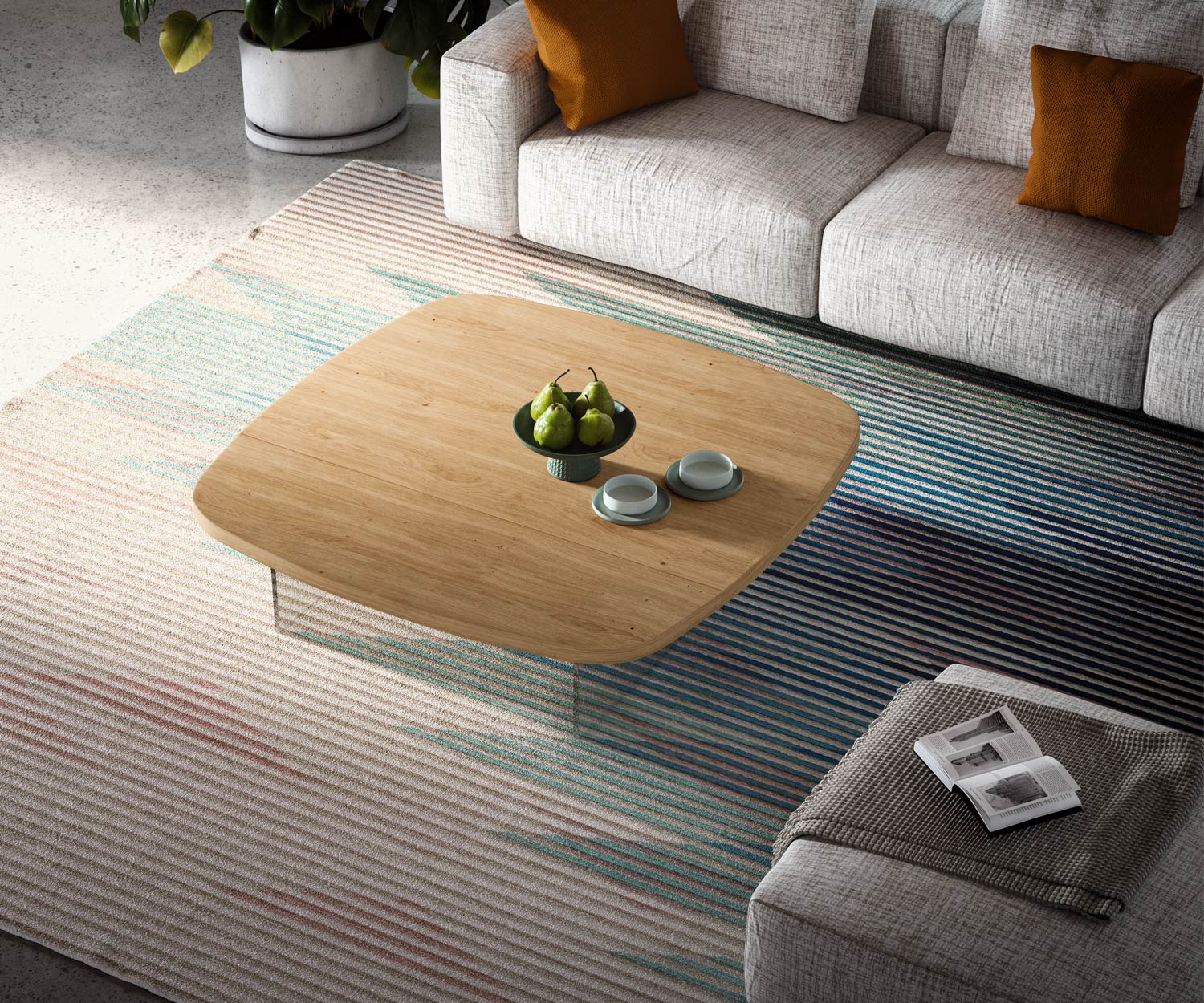 Table basse design pieds en verre plateau en bois Table basse design pieds en verre plateau en bois