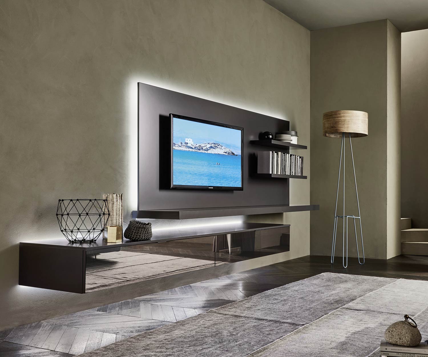 Livitalia Meuble-paroi design C54 avec rétroéclairage LED Livitalia Meuble-paroi design C54 avec rétroéclairage LED