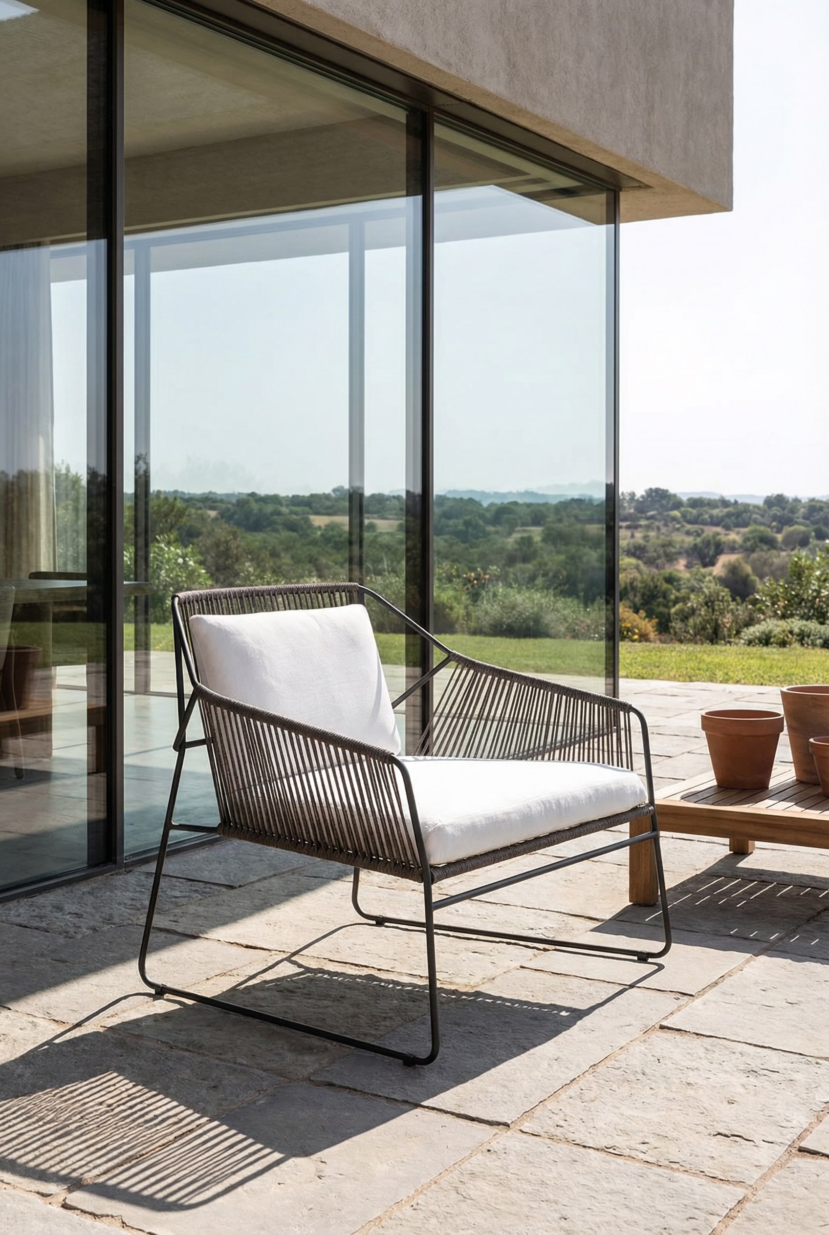 Fauteuil d'extérieur transparent avec cordage Fauteuil d'extérieur transparent avec cordage