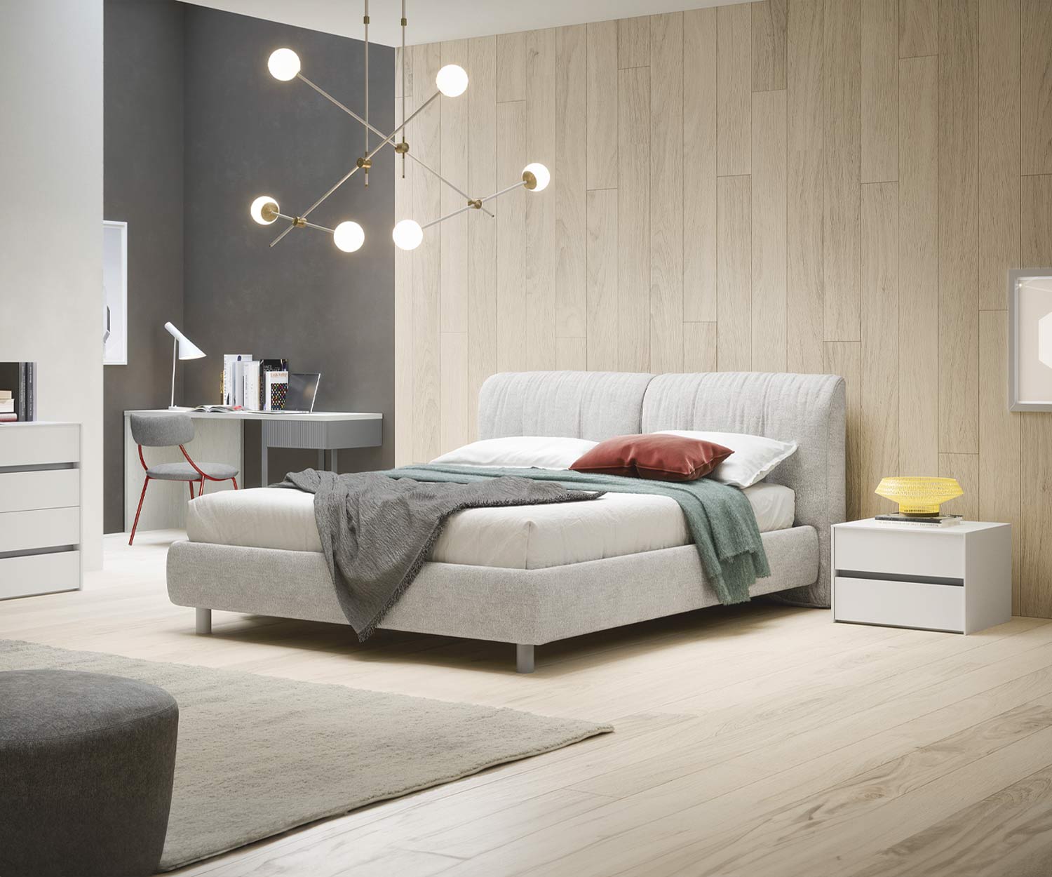 Novamobili Lit rembourré Belleville avec coffre de lit Novamobili Lit rembourré Belleville avec coffre de lit