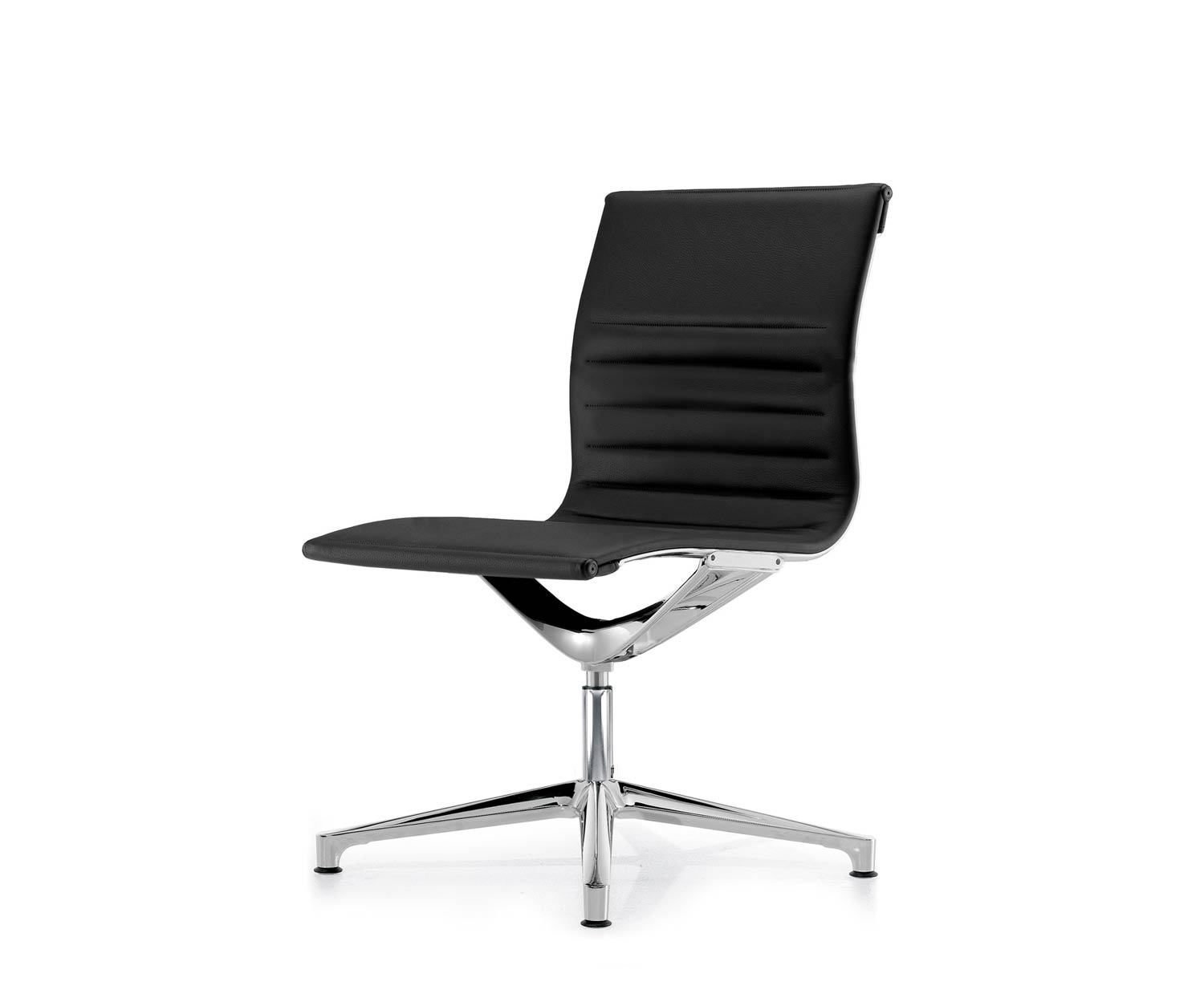 ICF Una Chair Managment Chaise de bureau Design Chaise pivotante 4 bras sans roulettes H42 cm sans cuir Cuir noir 901 ICF Una Chair Managment Chaise de bureau Design Chaise pivotante 4 bras sans roulettes H42 cm sans cuir Cuir noir 901