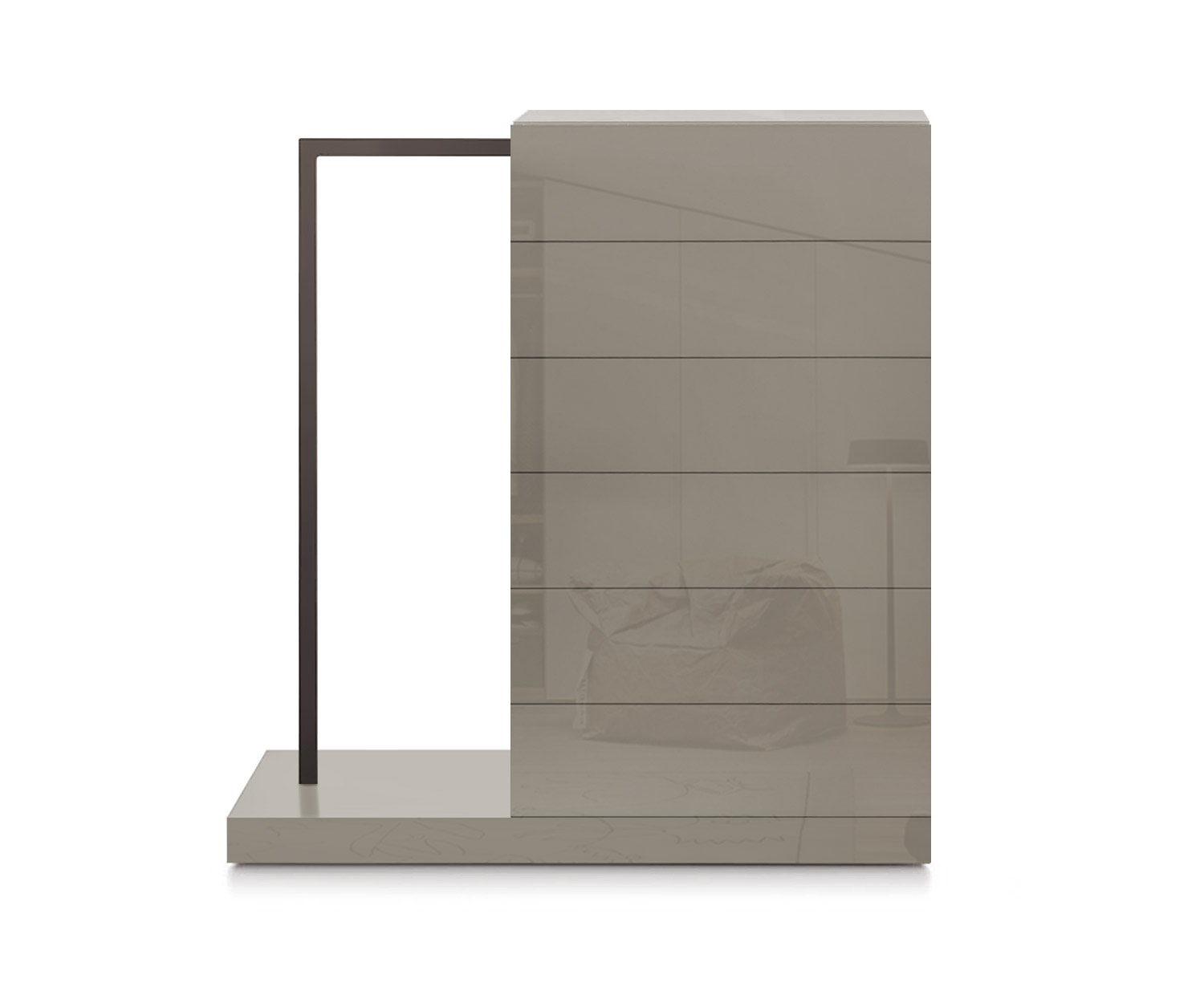 Novamobili Commode haute Easy6 + penderie à gauche L64cm brillant sable433 Novamobili Commode haute Easy6 + penderie à gauche L64cm brillant sable433