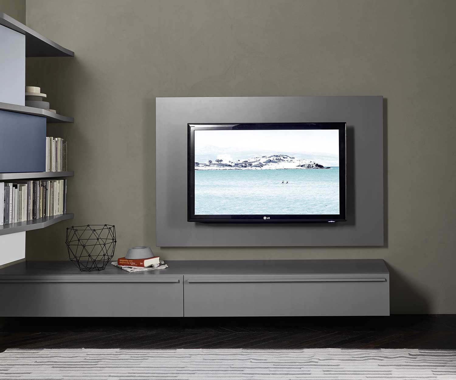 Exclusif Livitalia Panneau mural TV design gris foncé mat Exclusif Livitalia Panneau mural TV design gris foncé mat