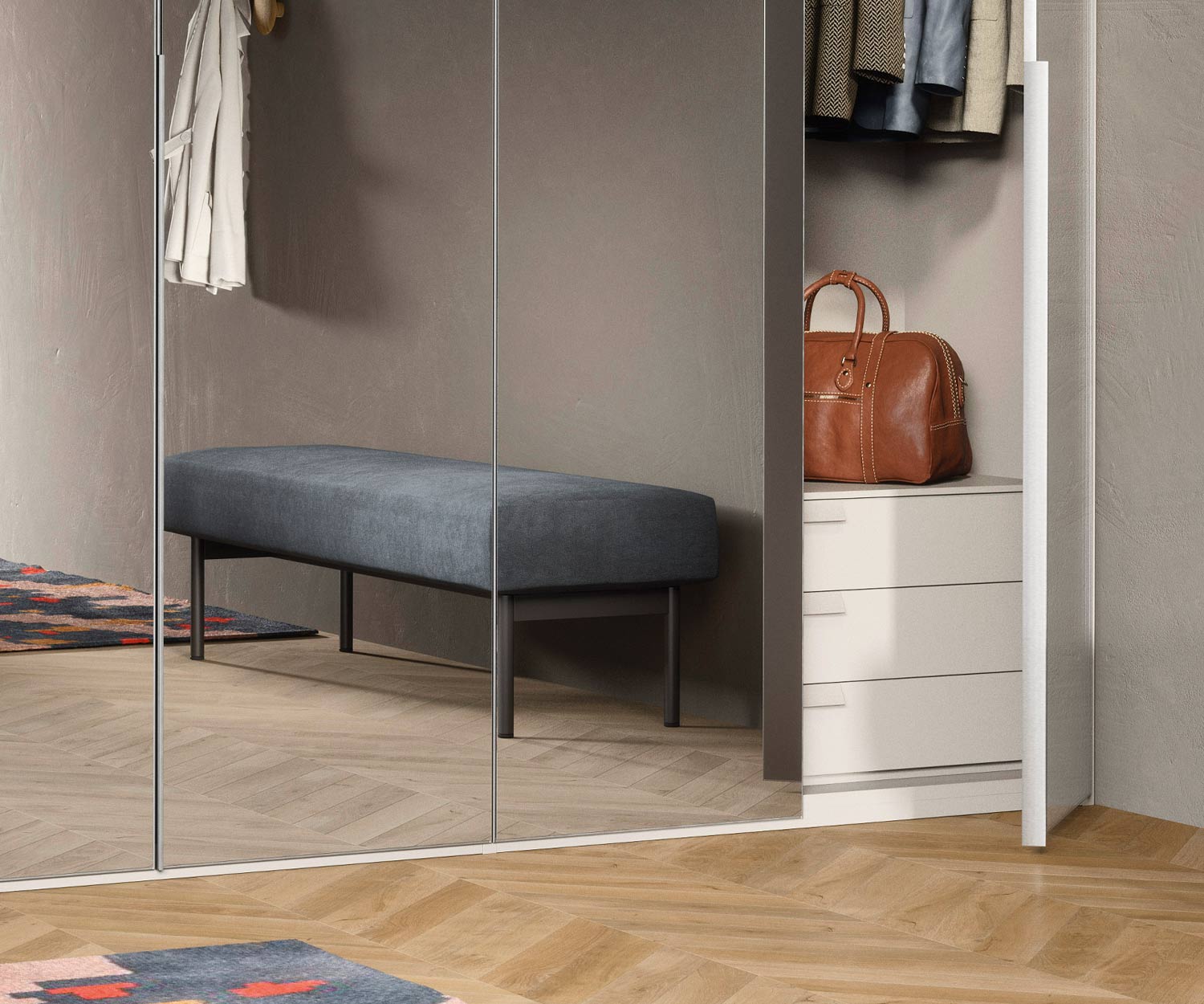 Novamobili avec un tiroir Armadi 3 places comme accessoire de penderie Novamobili avec un tiroir Armadi 3 places comme accessoire de penderie