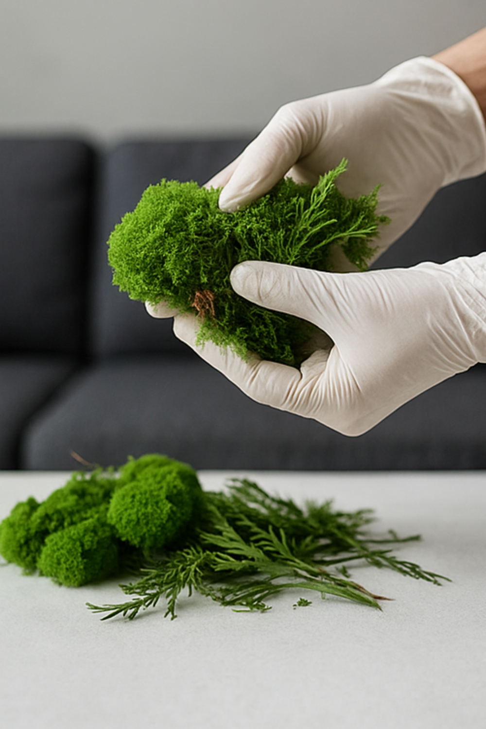 nettoyer la mousse et préparer les plantes complémentaires