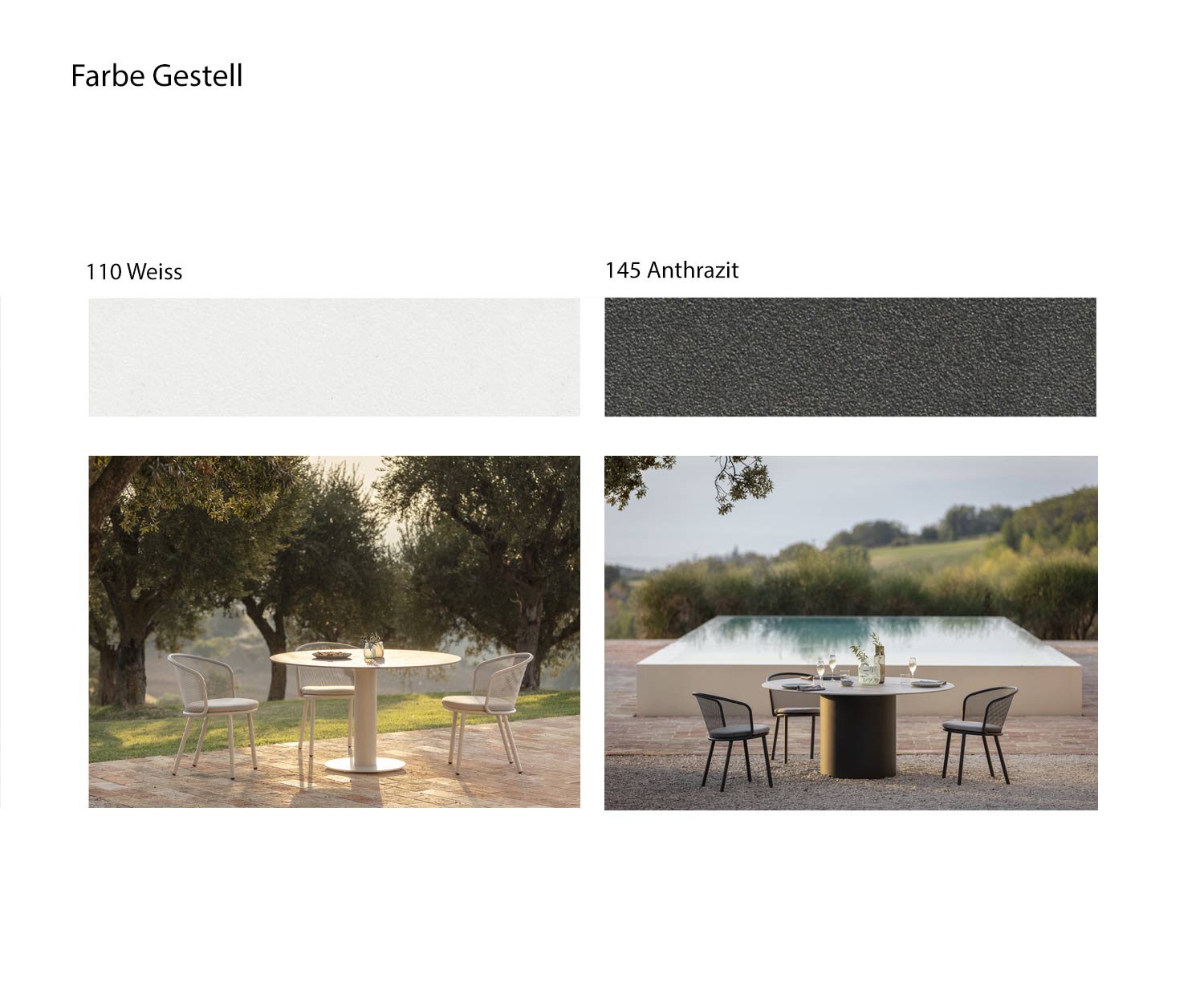 Couleur du piètement Table design Branta blanc anthracite Couleur du piètement Table design Branta blanc anthracite