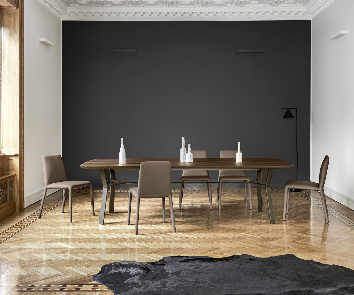 Exclusif Livitalia Iron Table de salle à manger plateau rectangulaire piètement métallique avec chaises de salle à manger Exclusif Livitalia Iron Table de salle à manger plateau rectangulaire piètement métallique avec chaises de salle à manger