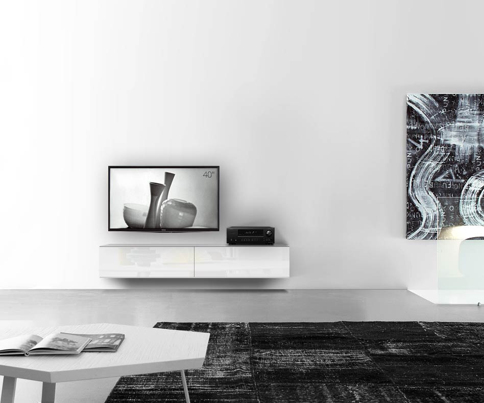 /Design Lowboard mural L180 H33 5 blanc brillant /Design Lowboard mural L180 H33 5 blanc brillant