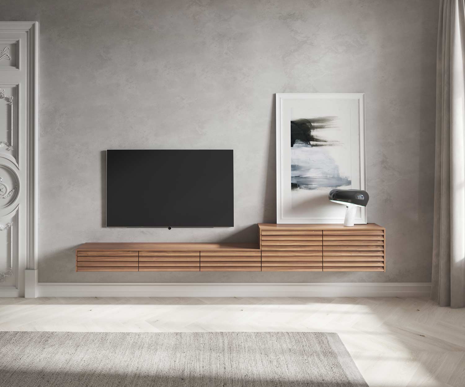 Punt Sussex Design Configurateur Lowboard design suspendu au mur avec TV Punt Sussex Design Configurateur Lowboard design suspendu au mur avec TV