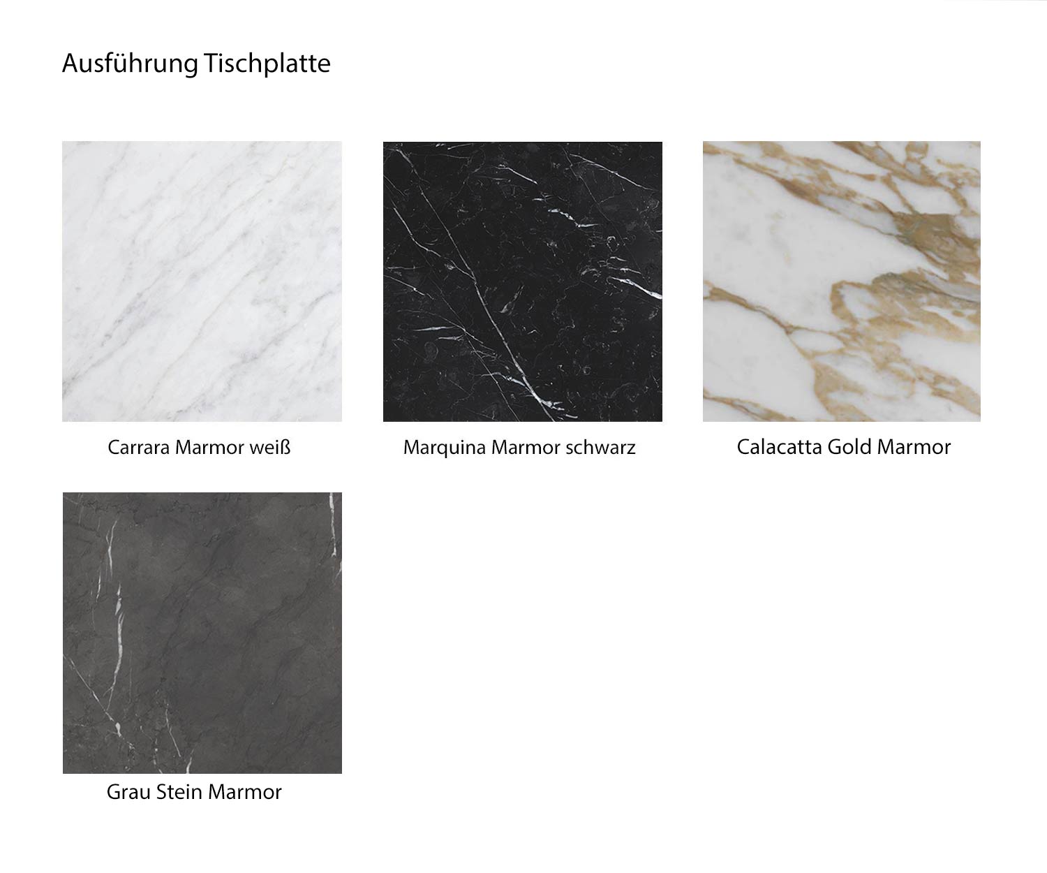 Aperçu des couleurs Console Frame Types de marbre Carrara Calacatta Marquina