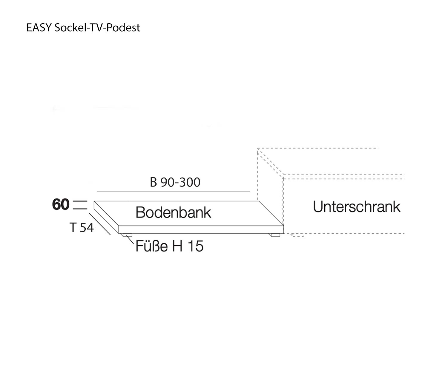 Croquis Dimensions Aperçu EASY Banc TV Podium Croquis Dimensions Aperçu EASY Banc TV Podium