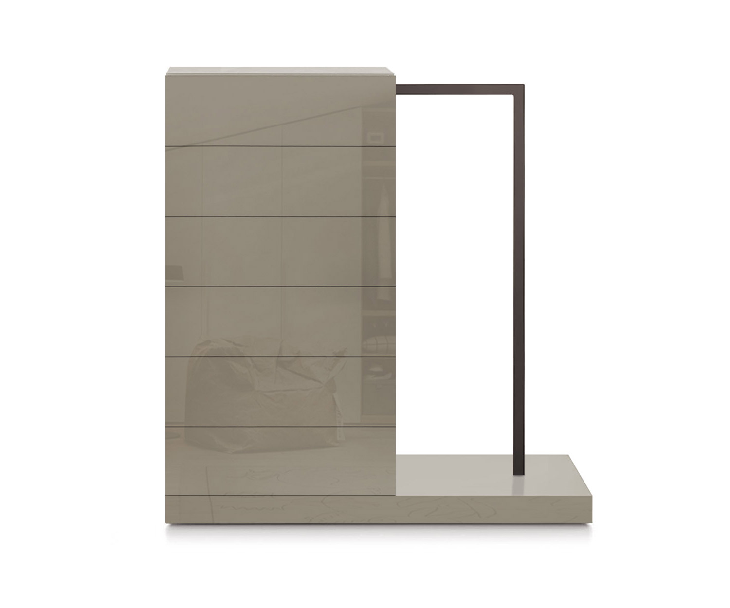 Novamobili Commode haute Easy6 + penderie à droite L54cm brillant sable433 Novamobili Commode haute Easy6 + penderie à droite L54cm brillant sable433