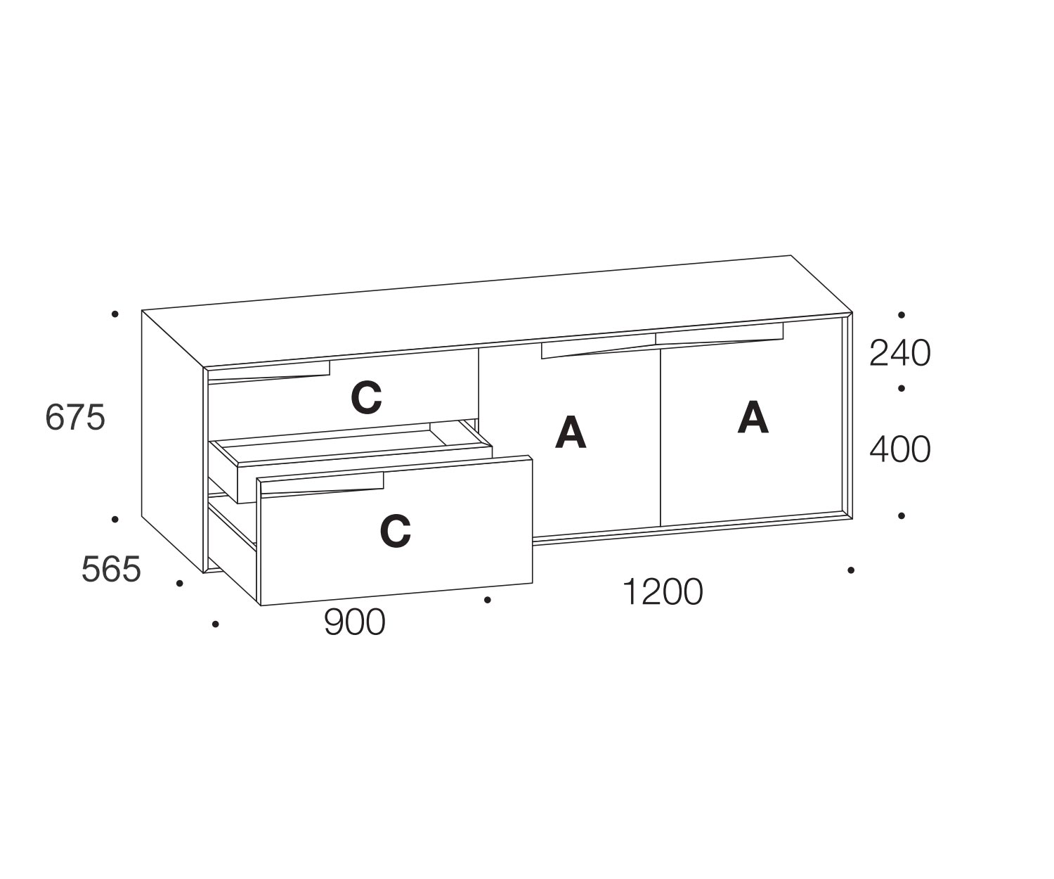 Livitalia Vela Design Sideboard Dimensions Esquisse Tailles Indication des tailles Livitalia Vela Design Sideboard Dimensions Esquisse Tailles Indication des tailles