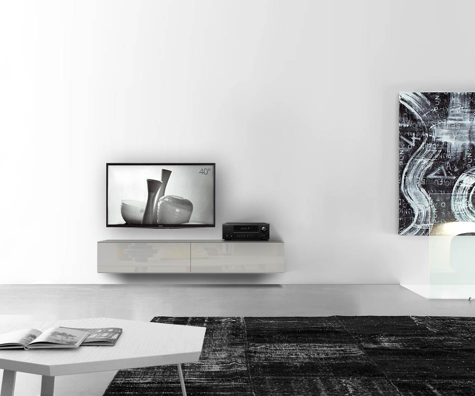 /Design Lowboard mural L180 H33 5 gris clair brillant /Design Lowboard mural L180 H33 5 gris clair brillant